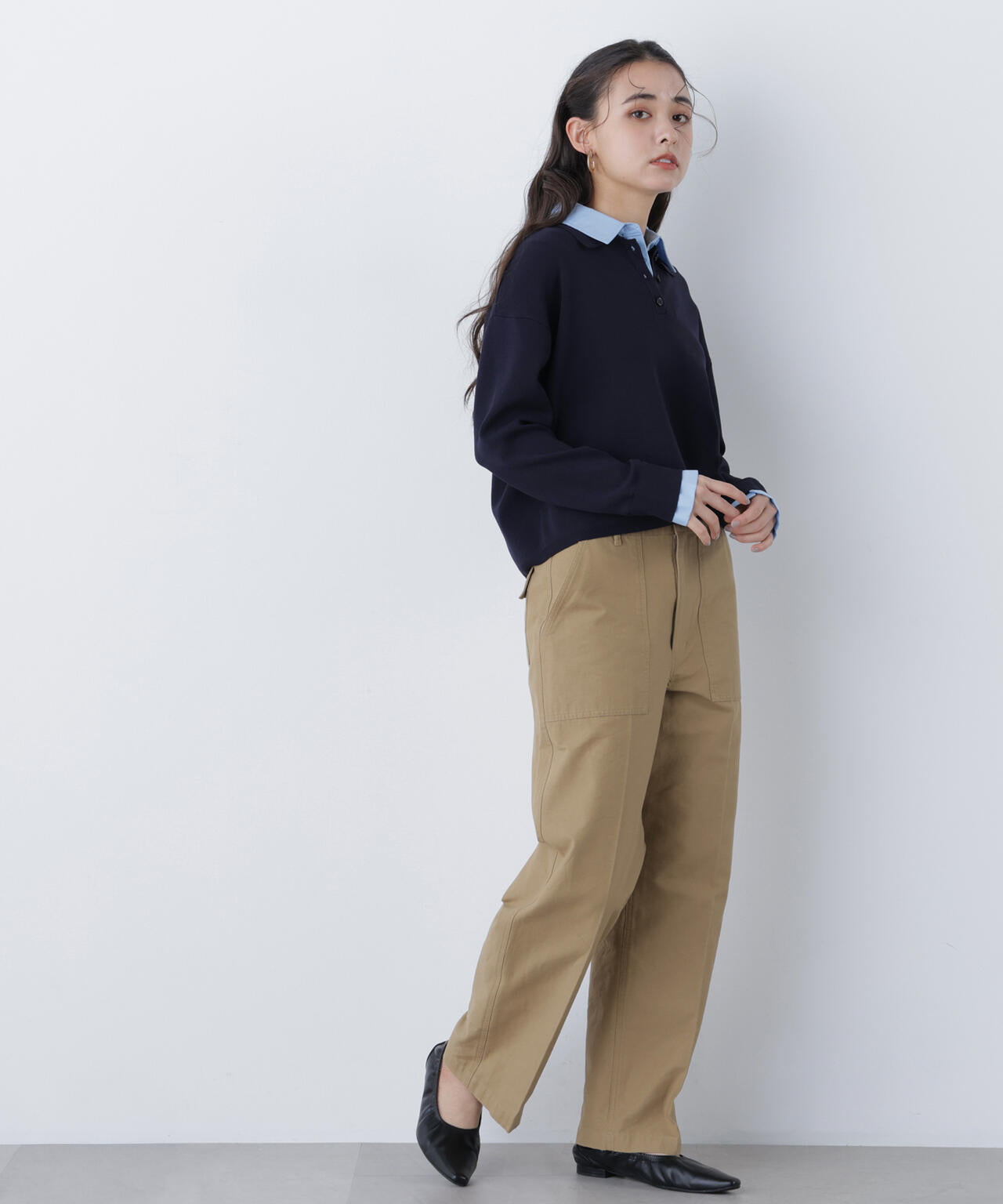 シャツレイヤードニット