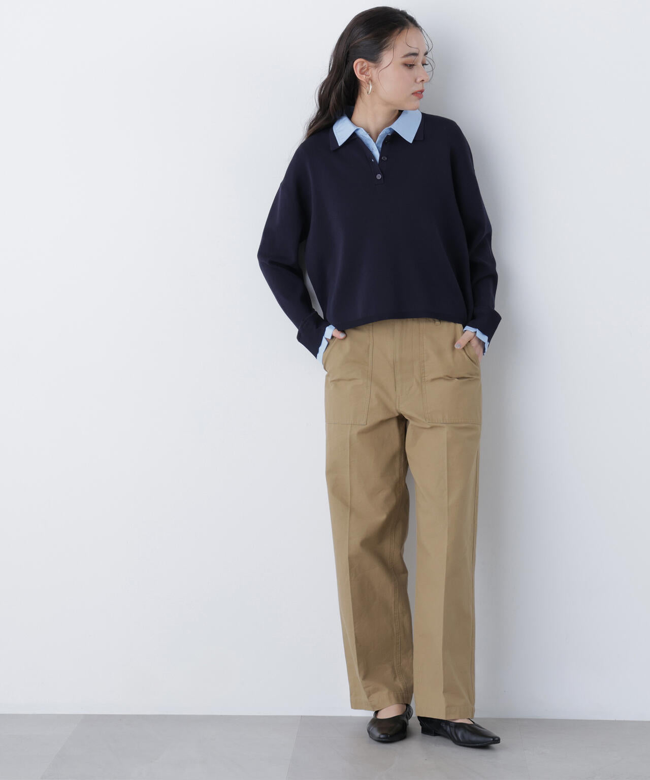 シャツレイヤードニット