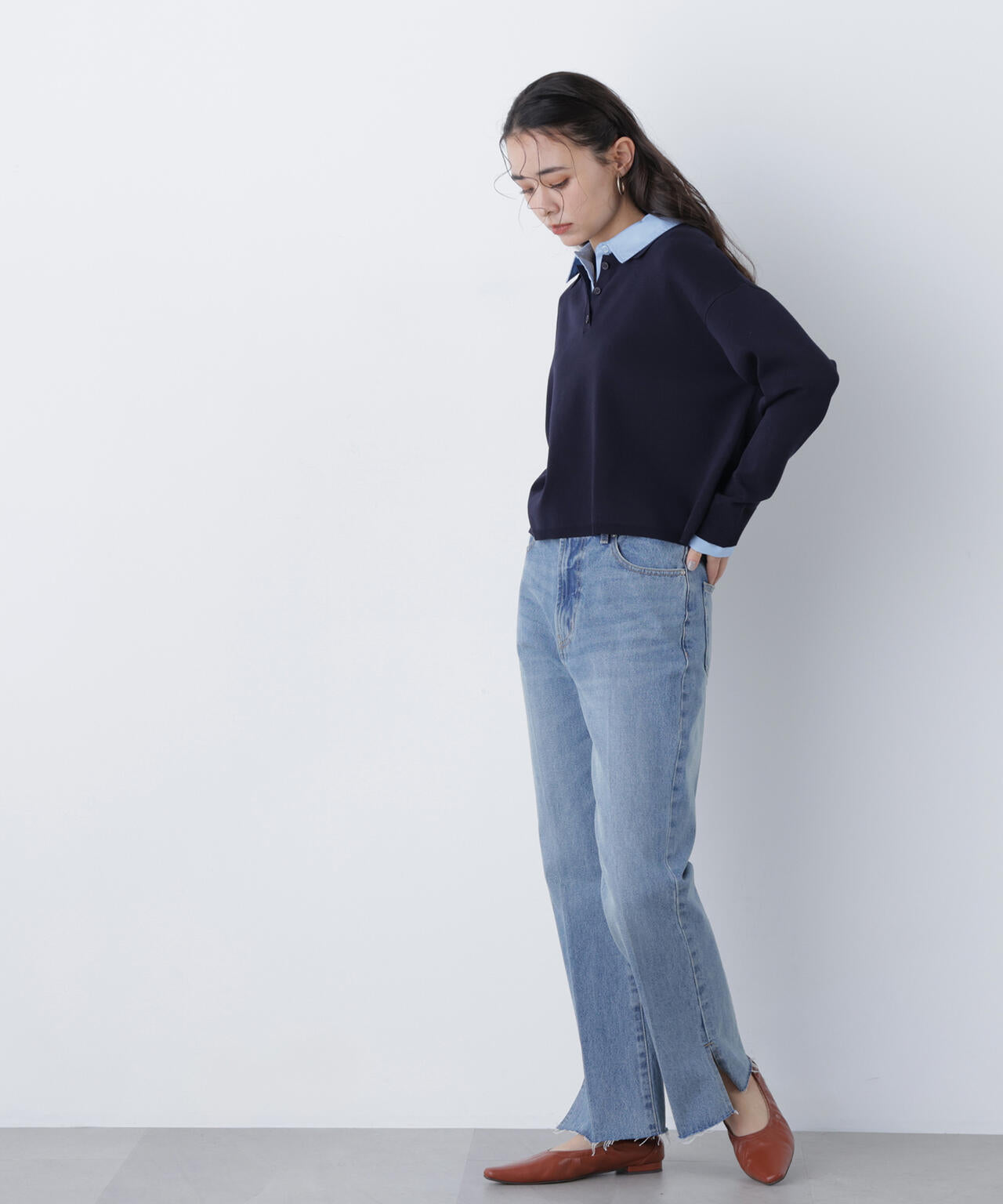 シャツレイヤードニット