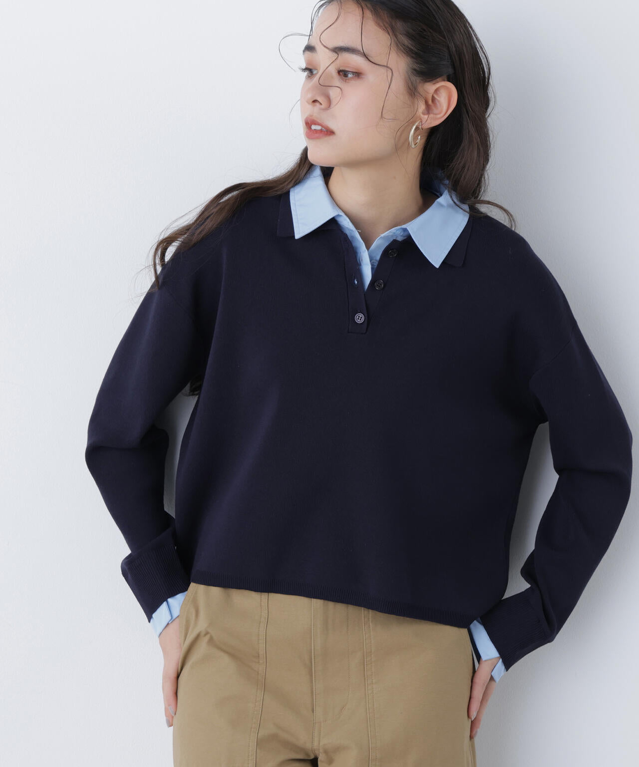 シャツレイヤードニット