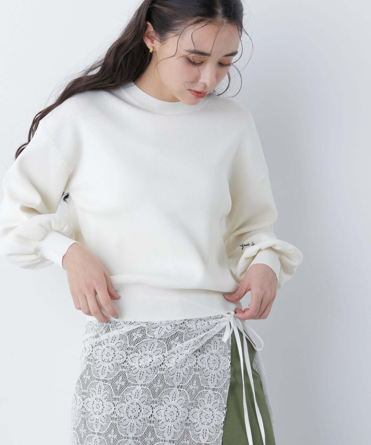 <N.>ロゴ刺繍スウェットライクニット*