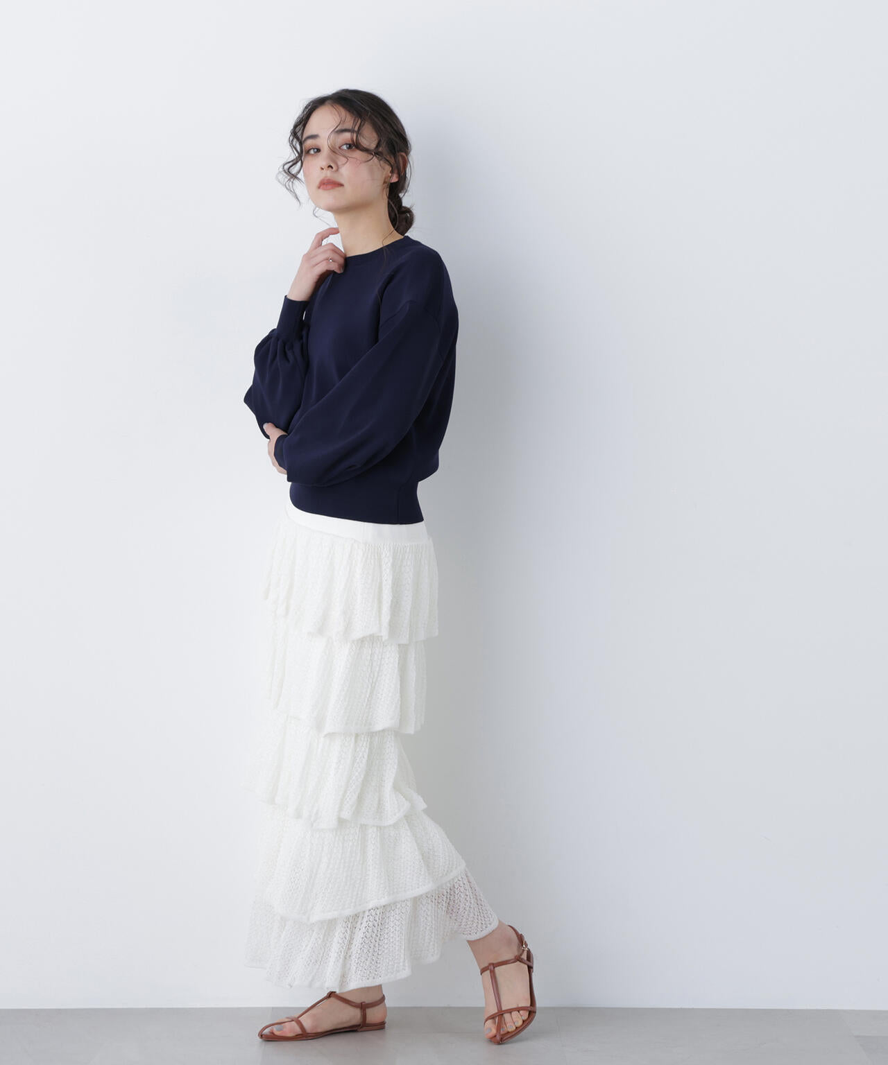 ロゴ刺繍スウェットライクニット