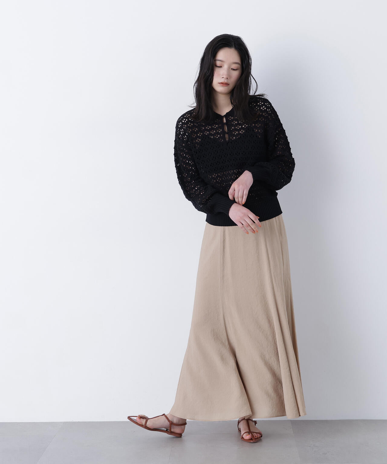 透かし編みポロニット