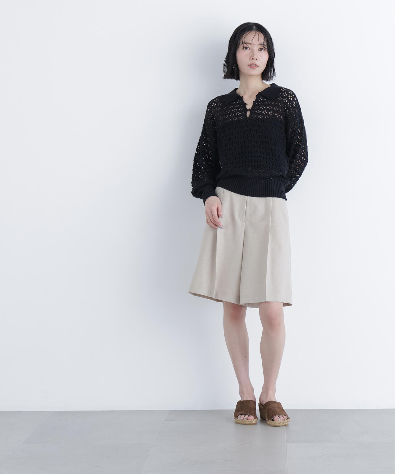 透かし編みポロニット