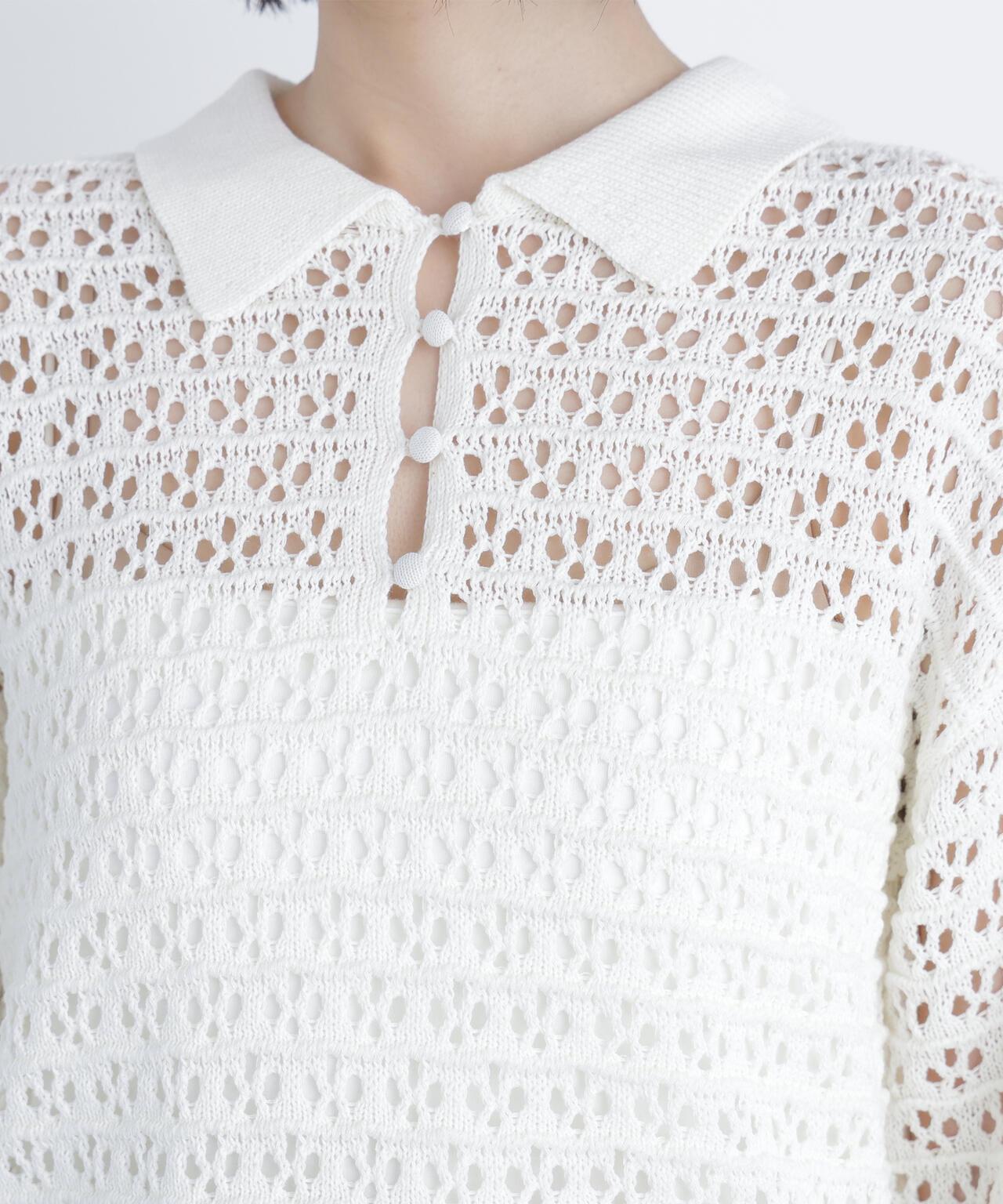 透かし編みポロニット