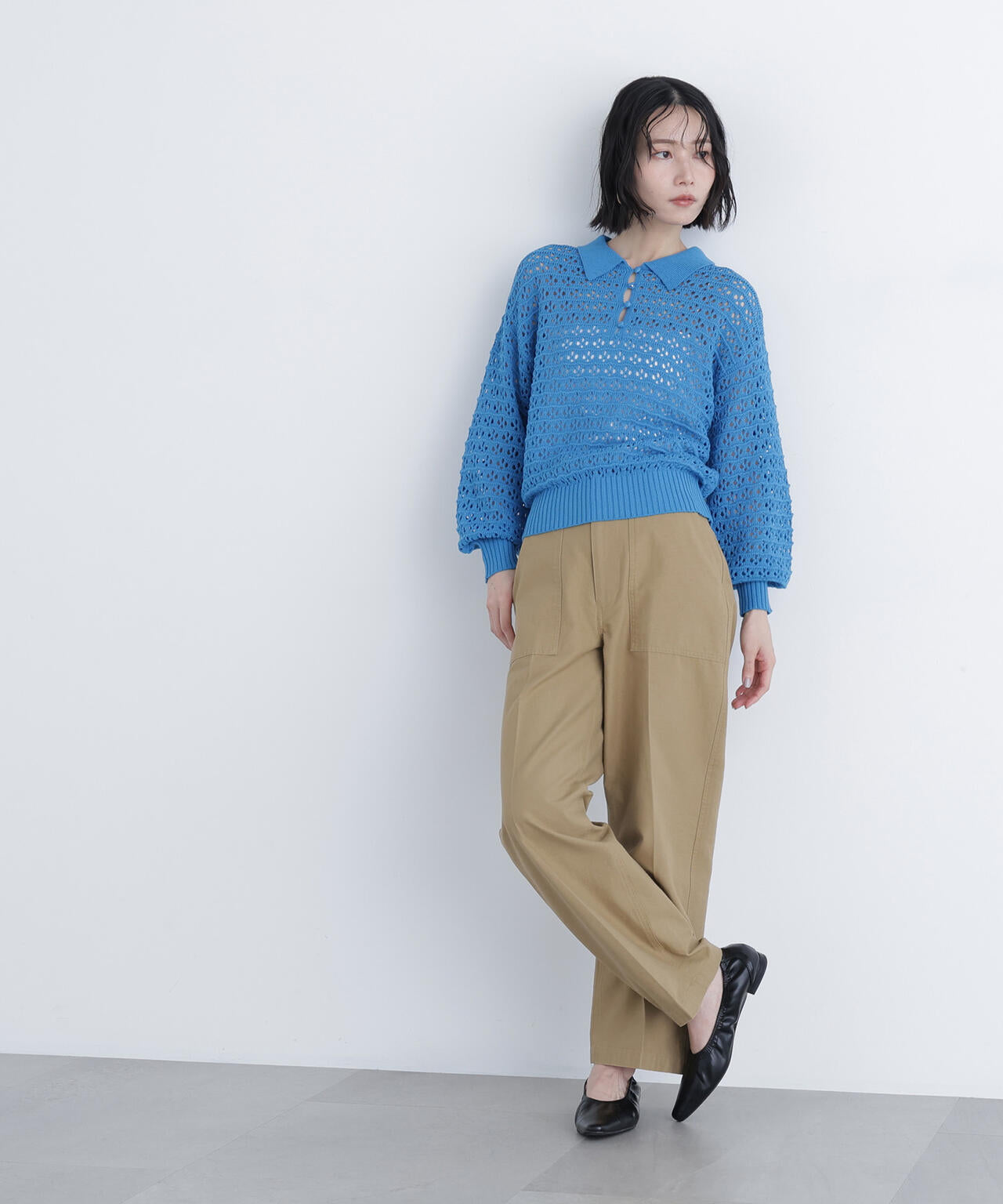 透かし編みポロニット