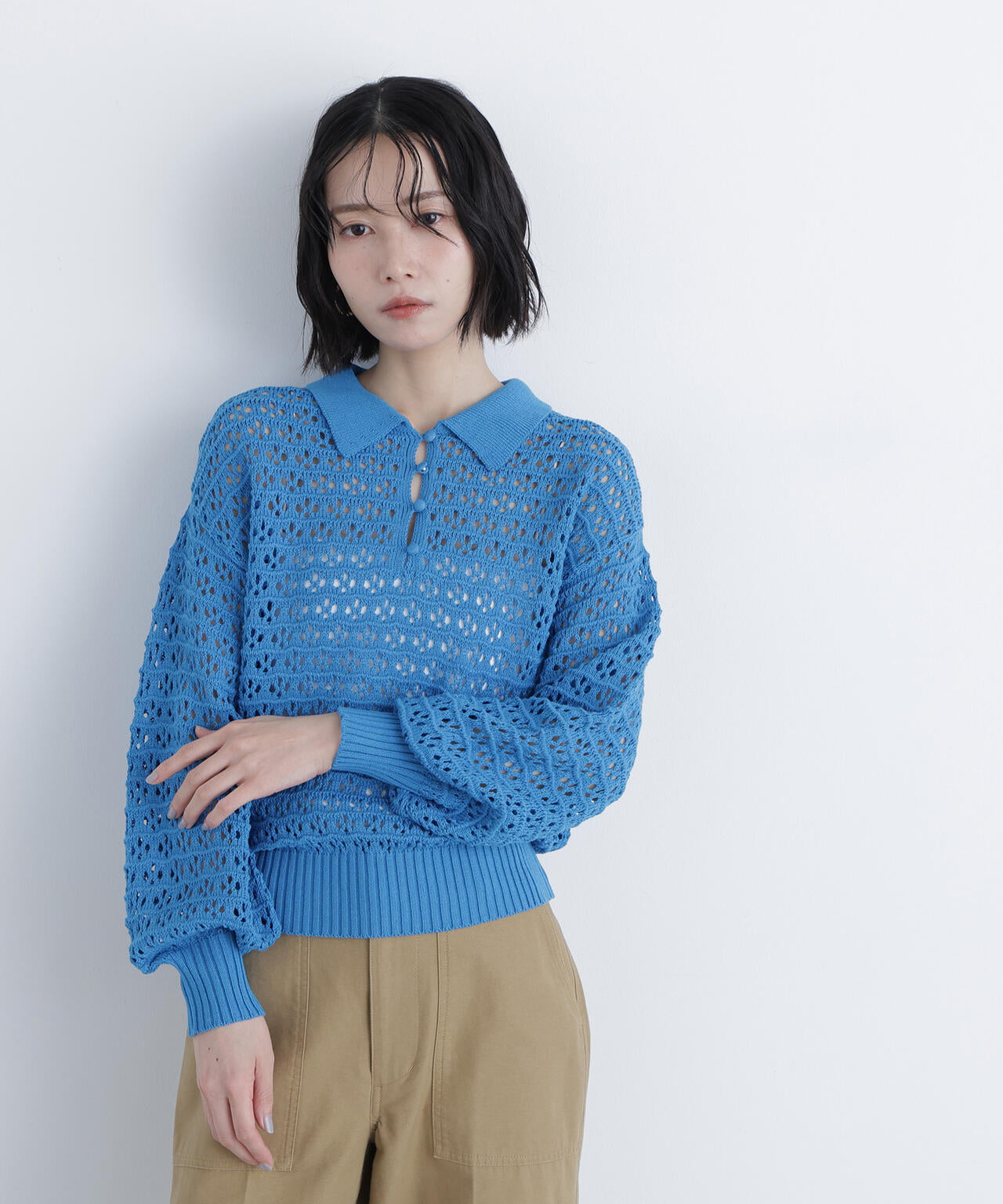 透かし編みポロニット