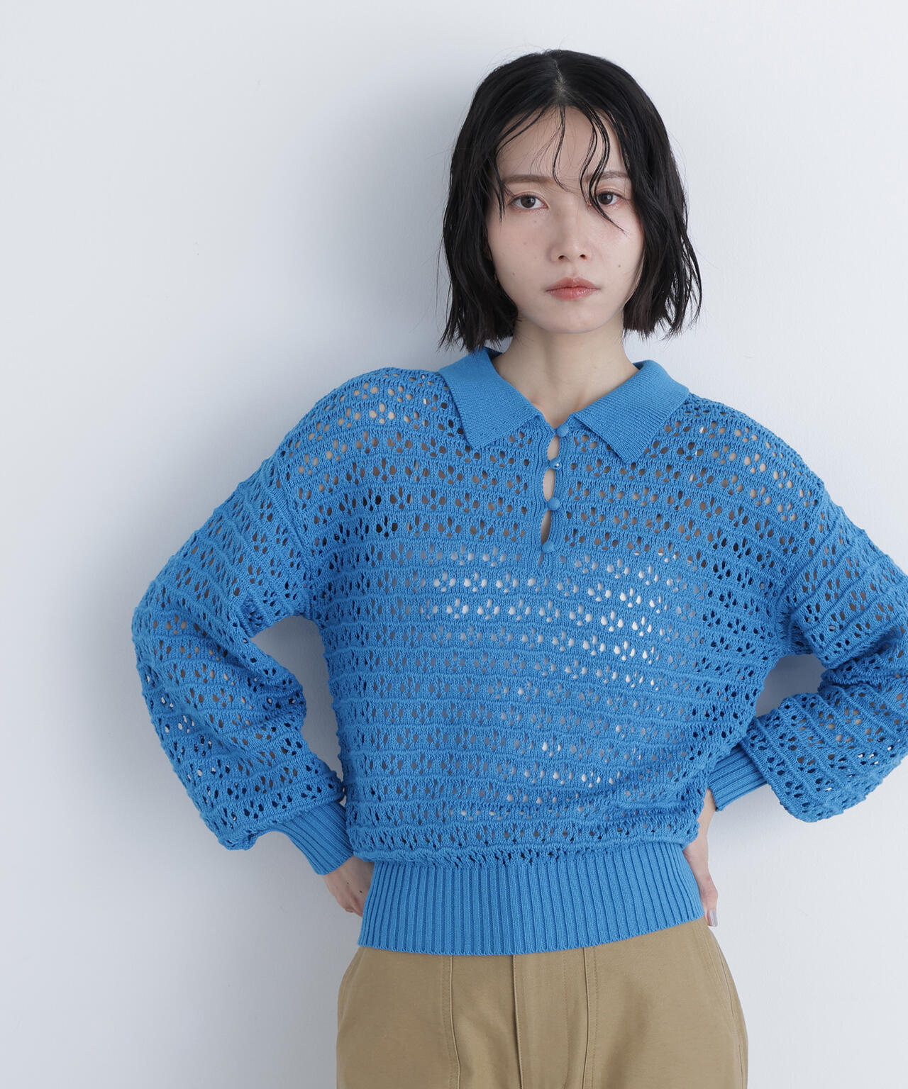 透かし編みポロニット