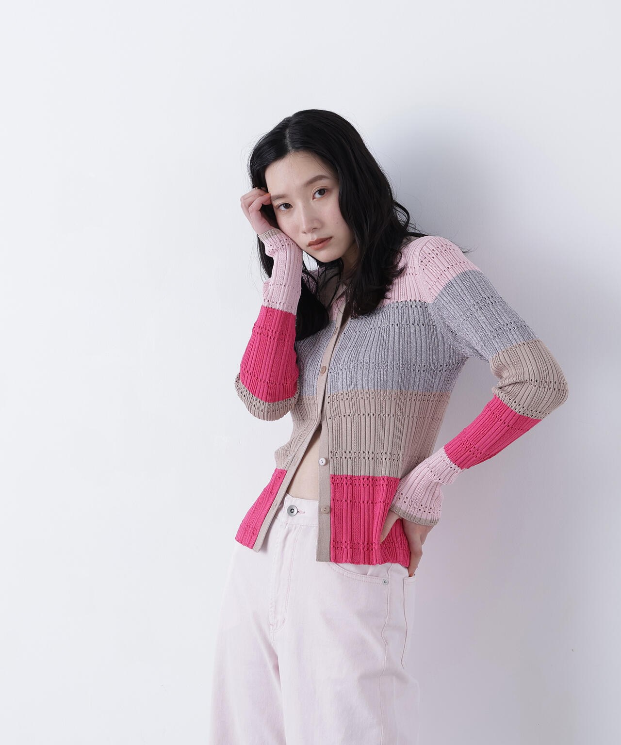 マルチカラーニットカーディガン