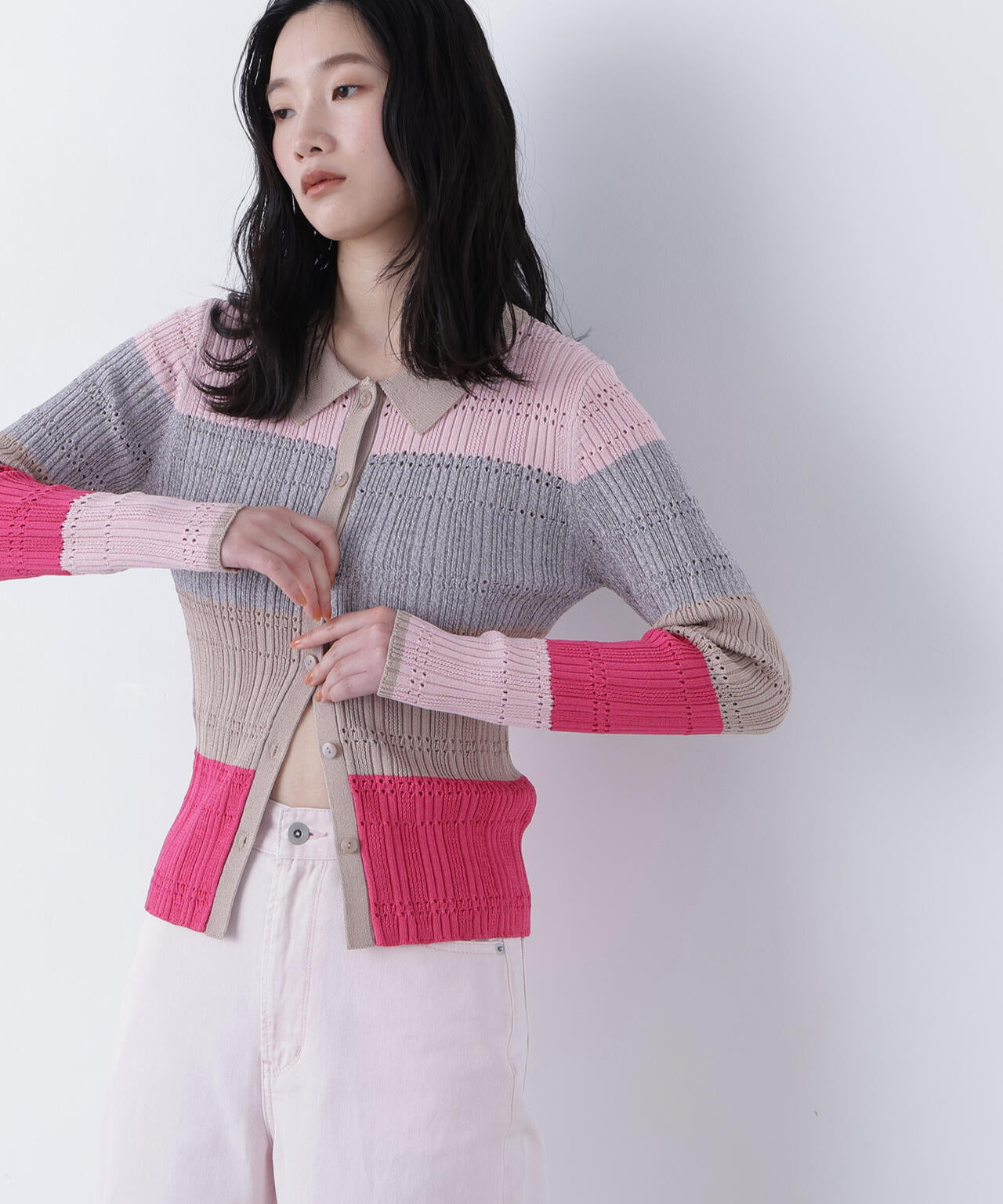 マルチカラーニットカーディガン