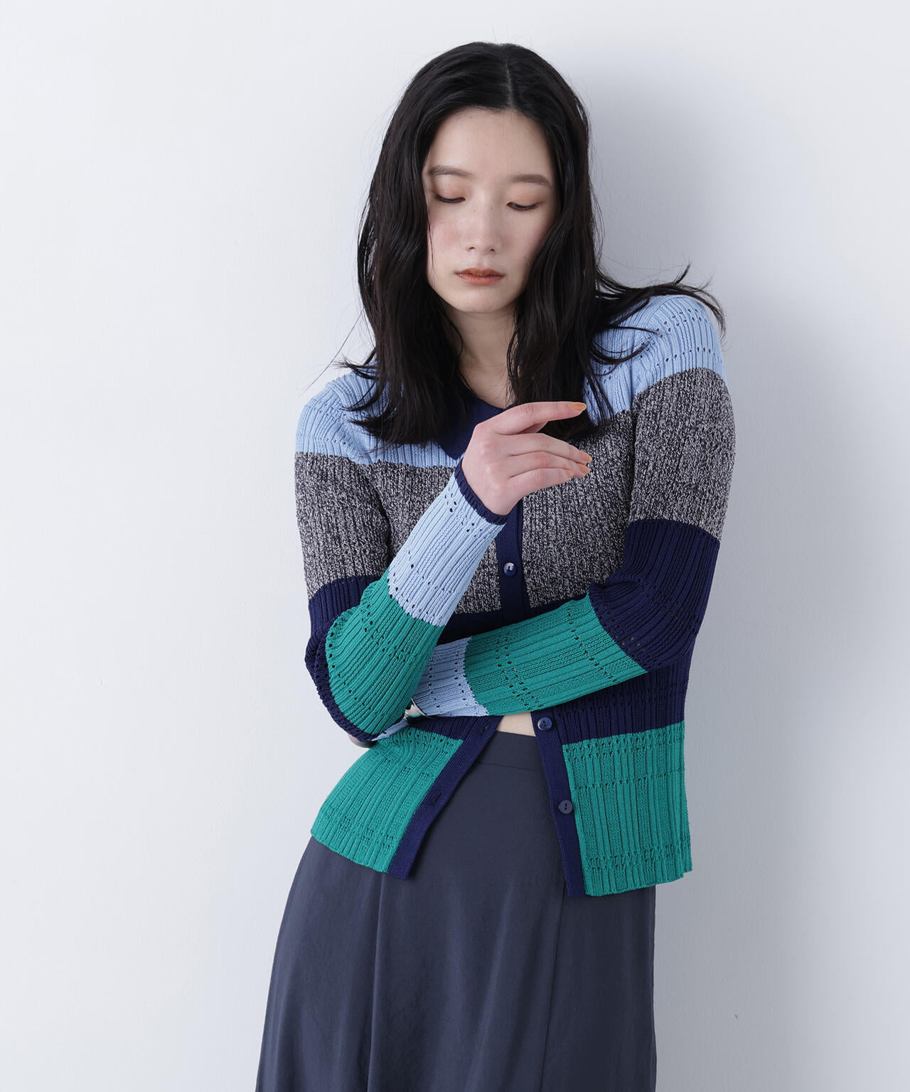 マルチカラーニットカーディガン