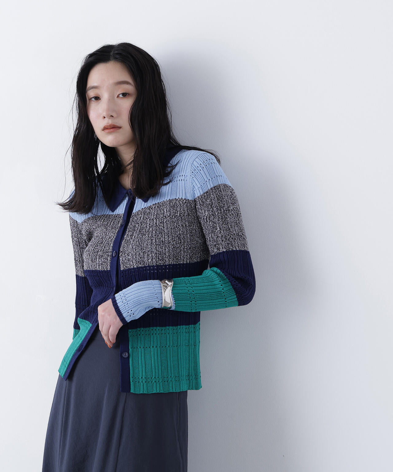 マルチカラーニットカーディガン