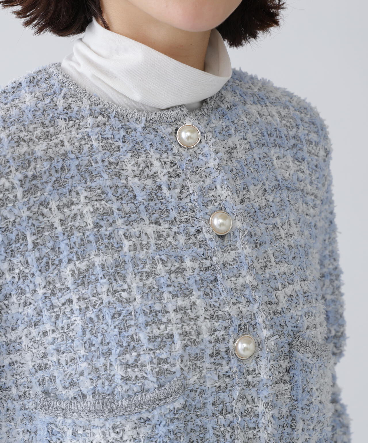 【好きを着て気分が上がる】ファンシーツイードライクニットカーデ