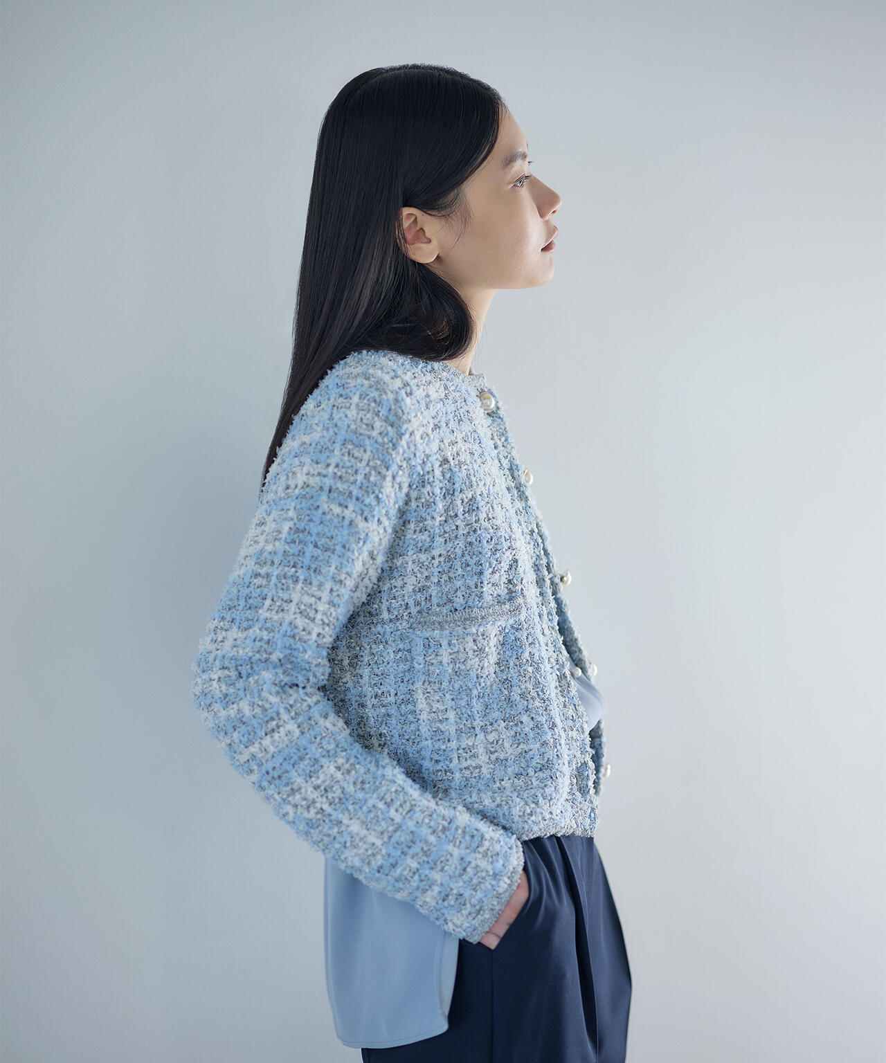 【好きを着て気分が上がる】ファンシーツイードライクニットカーデ