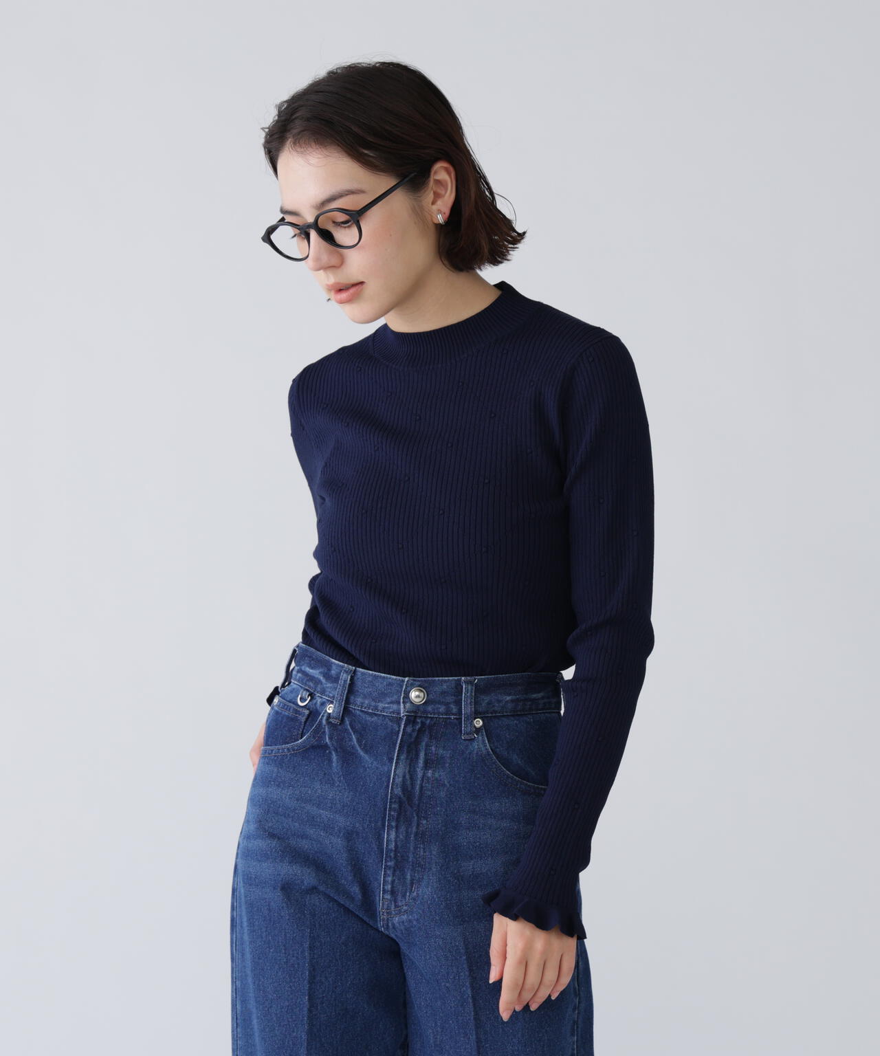 【好きを着て気分が上がる】ドットジャガードニット