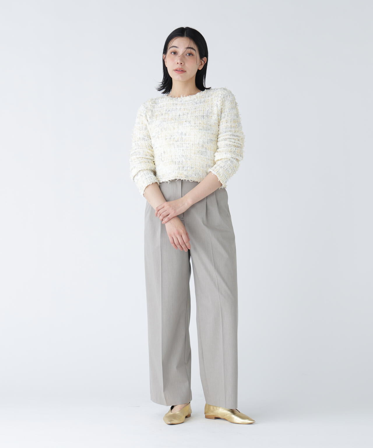 【好きを着て気分が上がる】リボンヤーンツイードライクニット