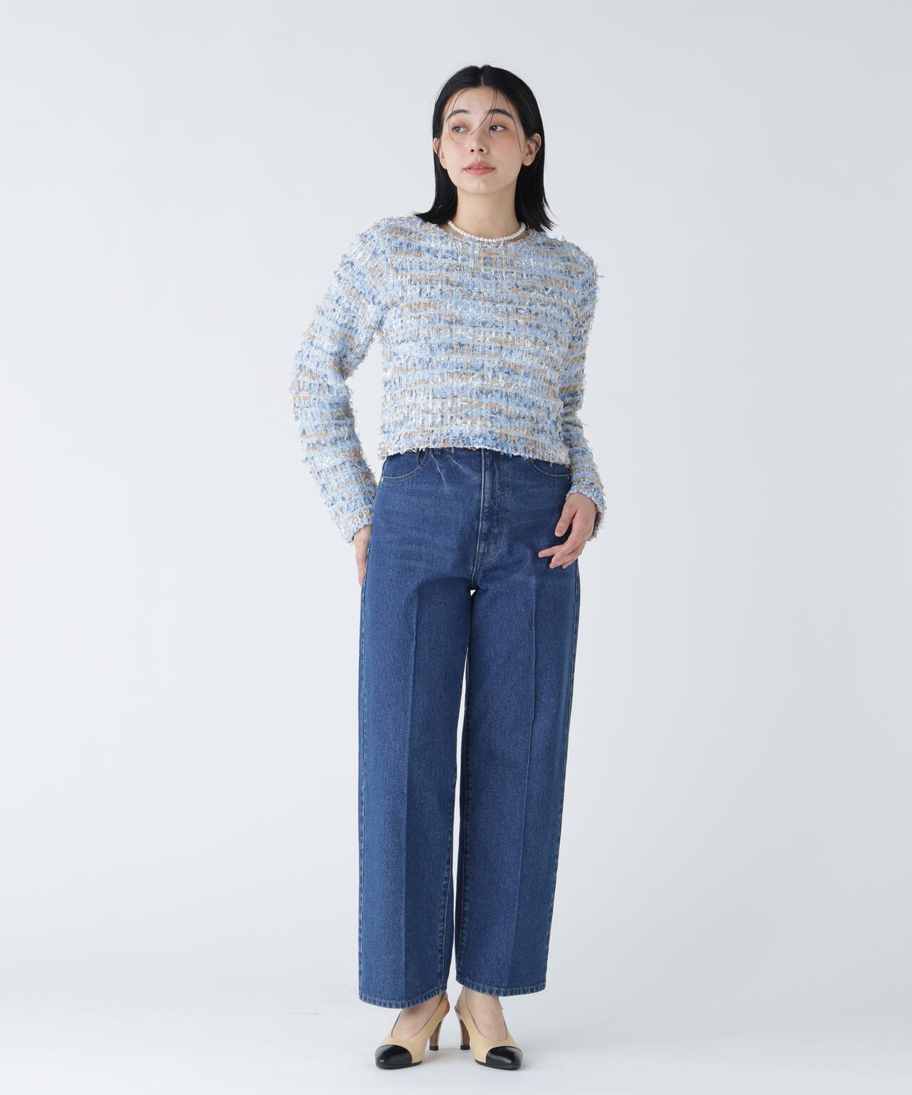 【好きを着て気分が上がる】リボンヤーンツイードライクニット