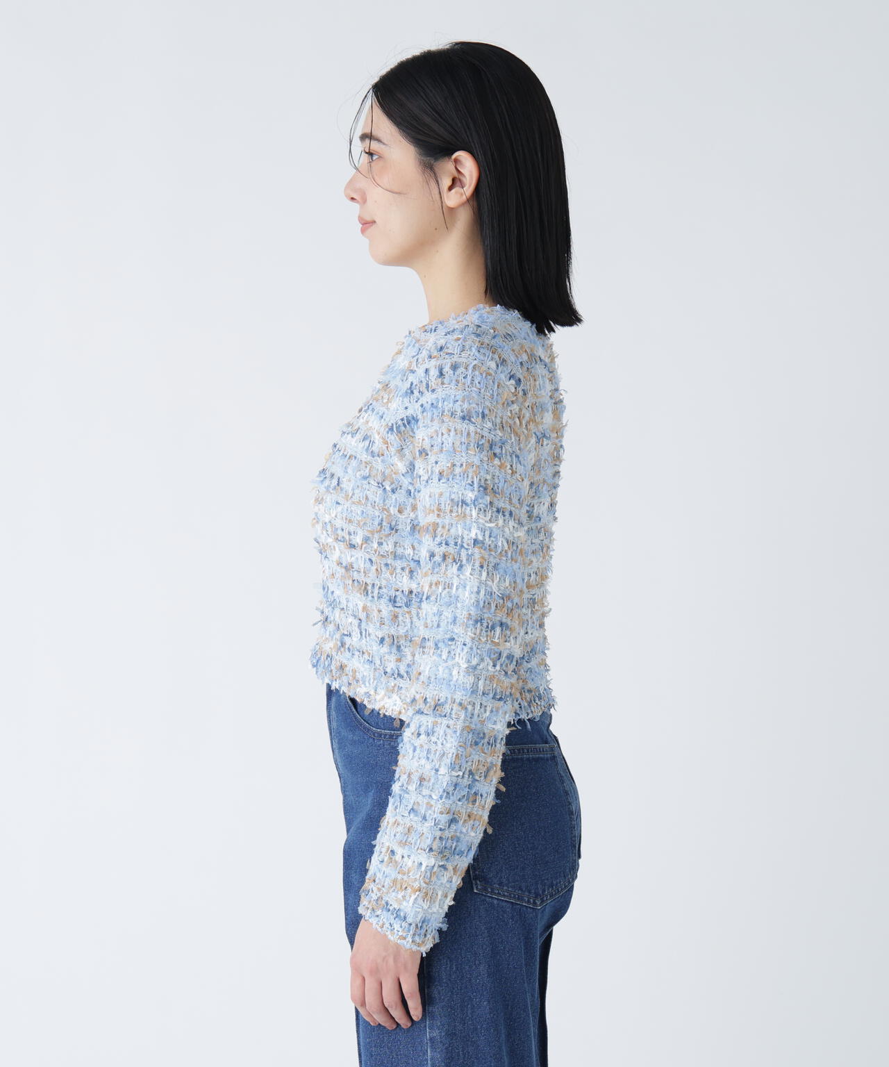 【好きを着て気分が上がる】リボンヤーンツイードライクニット