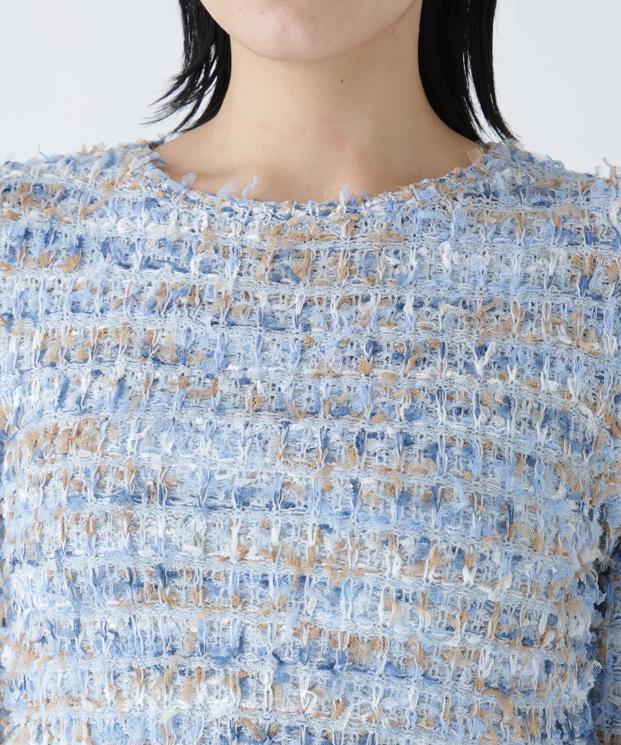 【好きを着て気分が上がる】リボンヤーンツイードライクニット