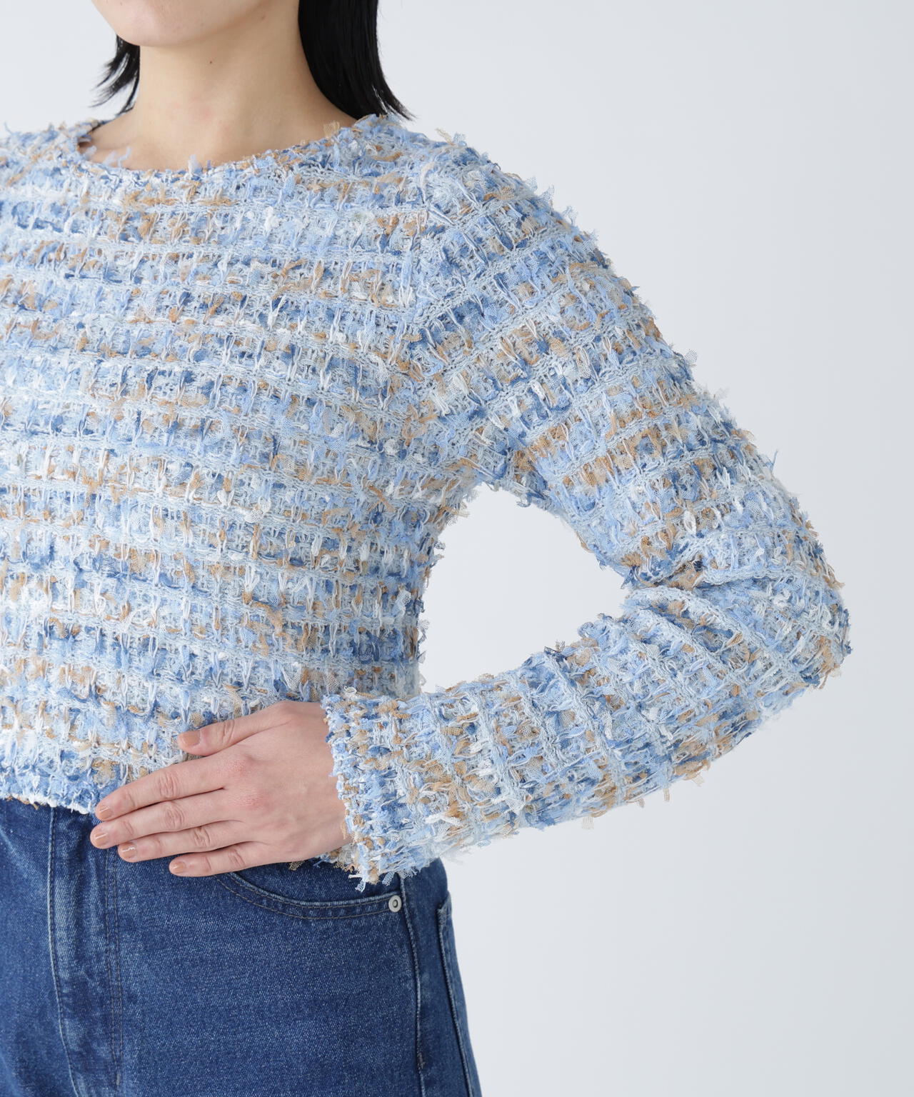 【好きを着て気分が上がる】リボンヤーンツイードライクニット