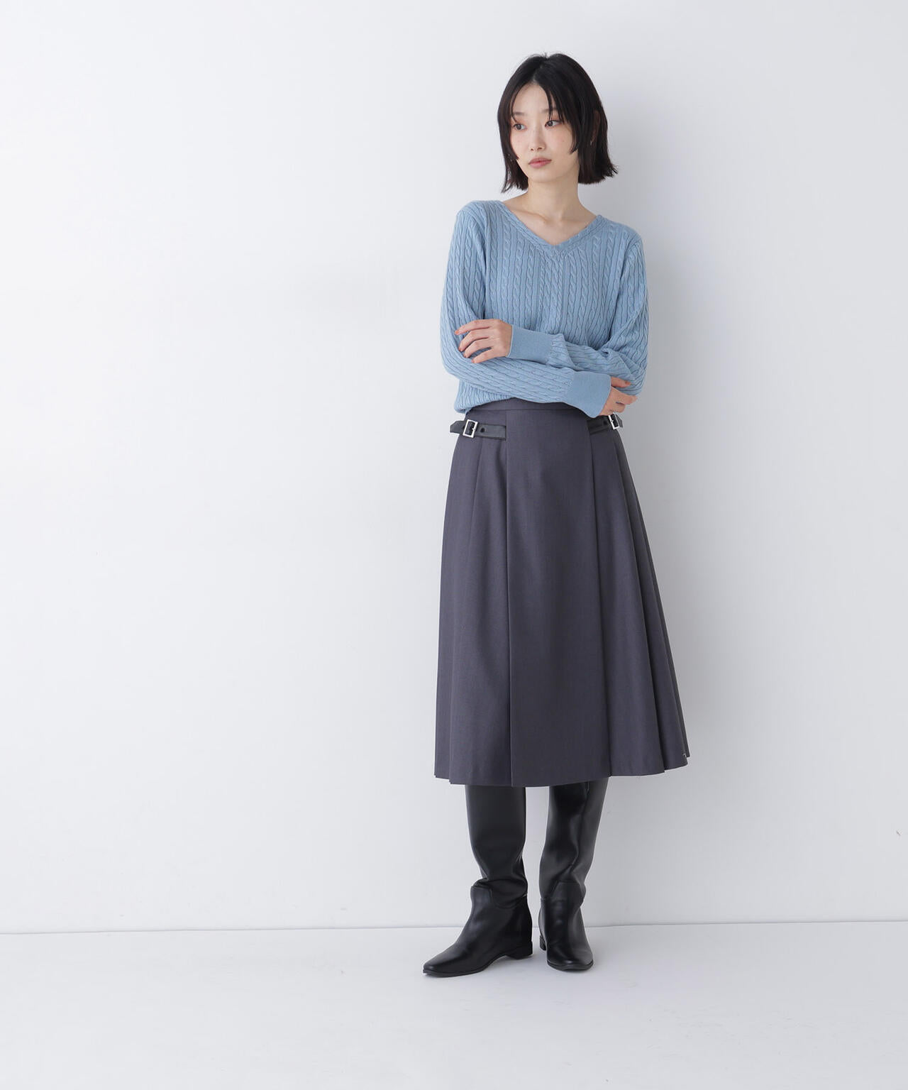 <CanCam.jp掲載>サイドベルトプリーツスカート