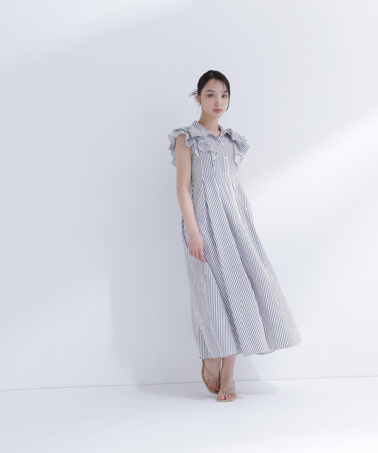 <山本里菜さんコラボ>リボンラッフルシャツワンピース