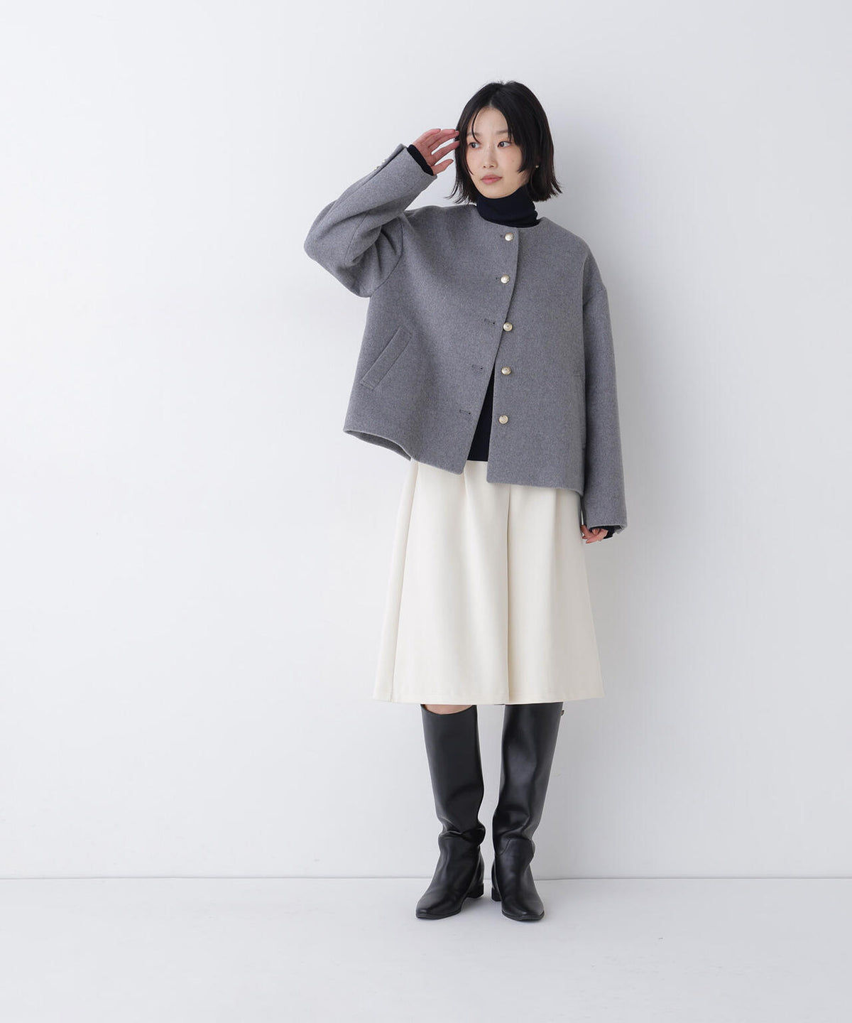 <EC限定カラー:モカ><ちょうど、いい服>“いつもの”が見違えるハーフコート