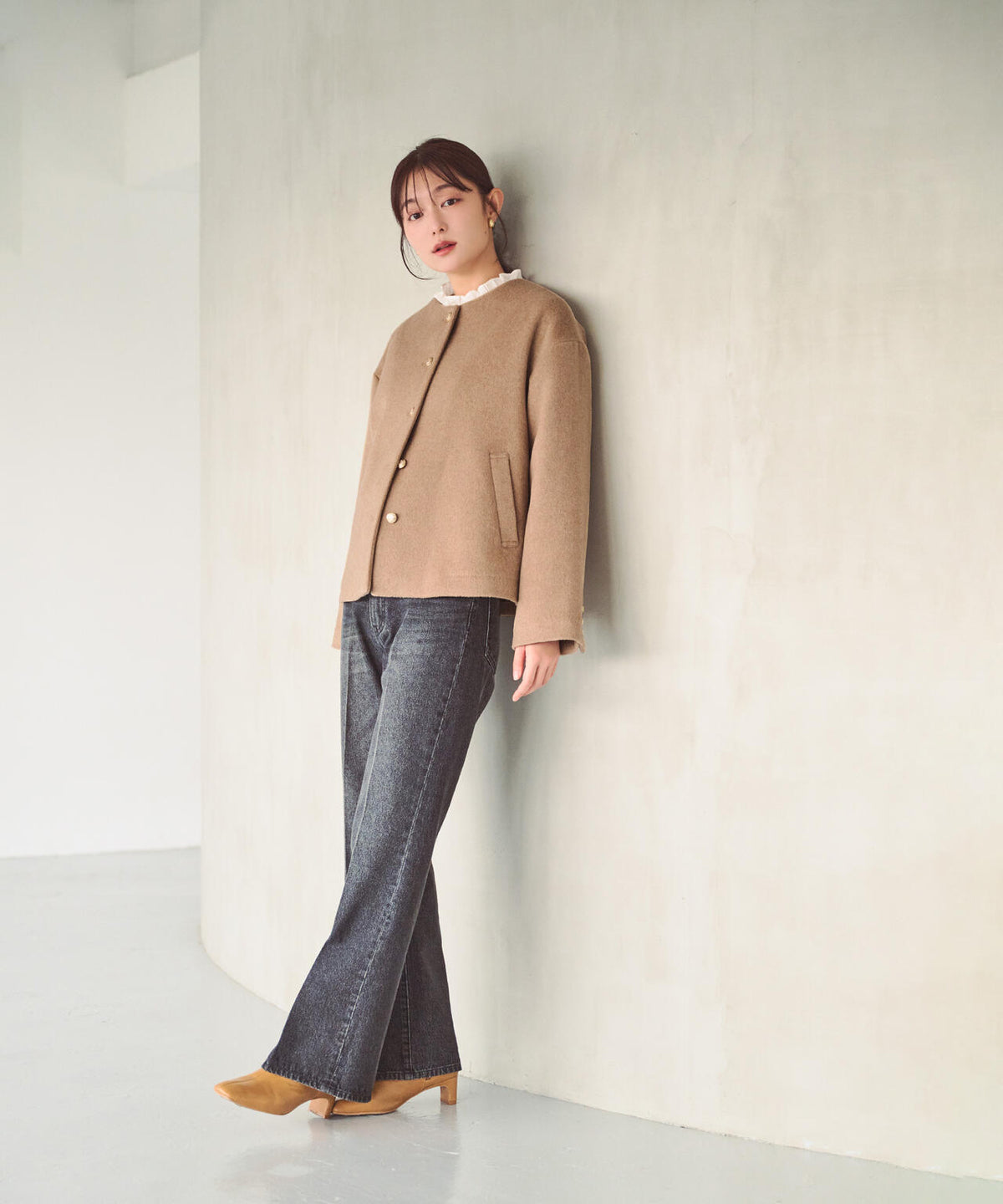 <EC限定カラー:モカ><ちょうど、いい服>“いつもの”が見違えるハーフコート