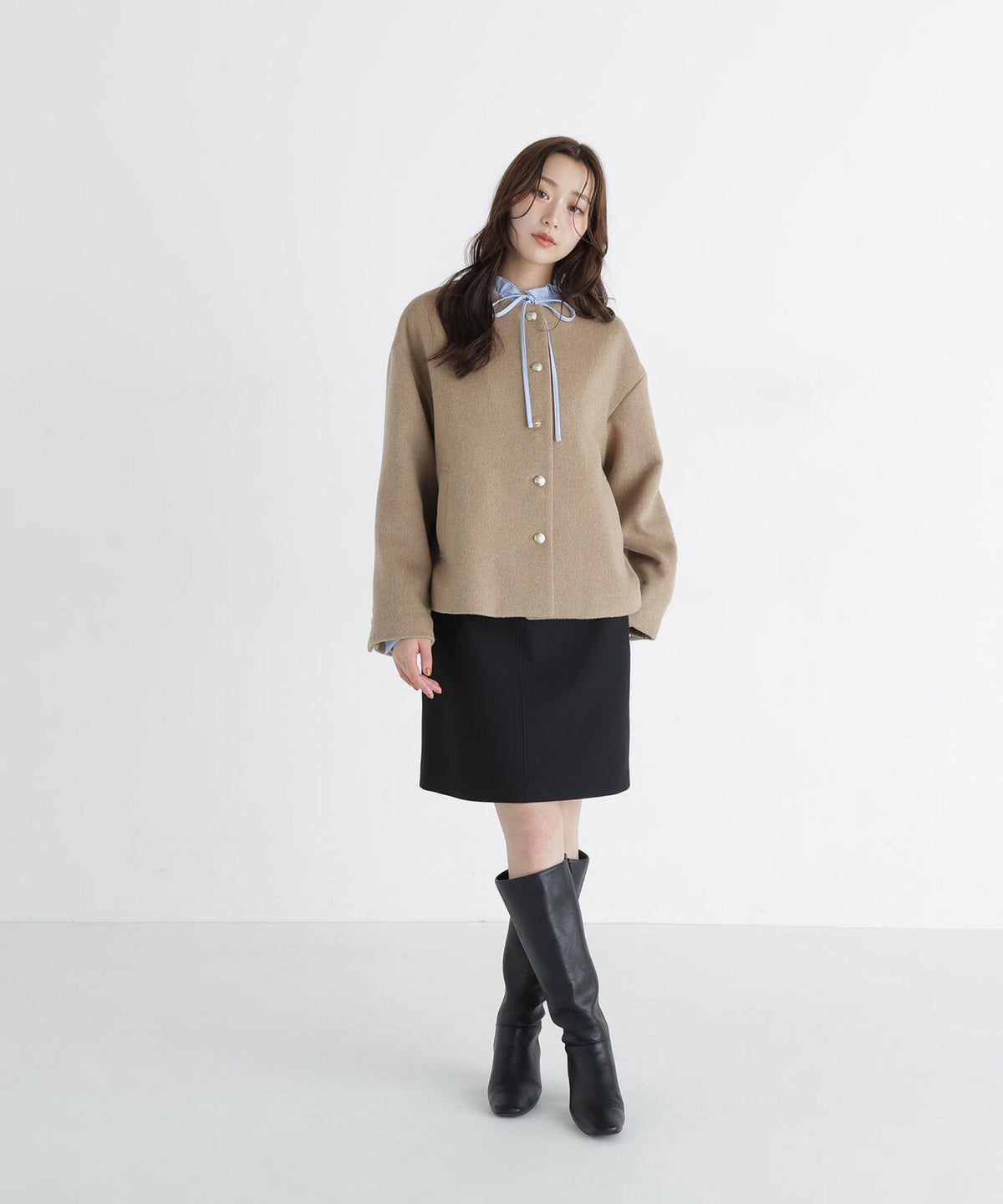 <EC限定カラー:モカ><ちょうど、いい服>“いつもの”が見違えるハーフコート