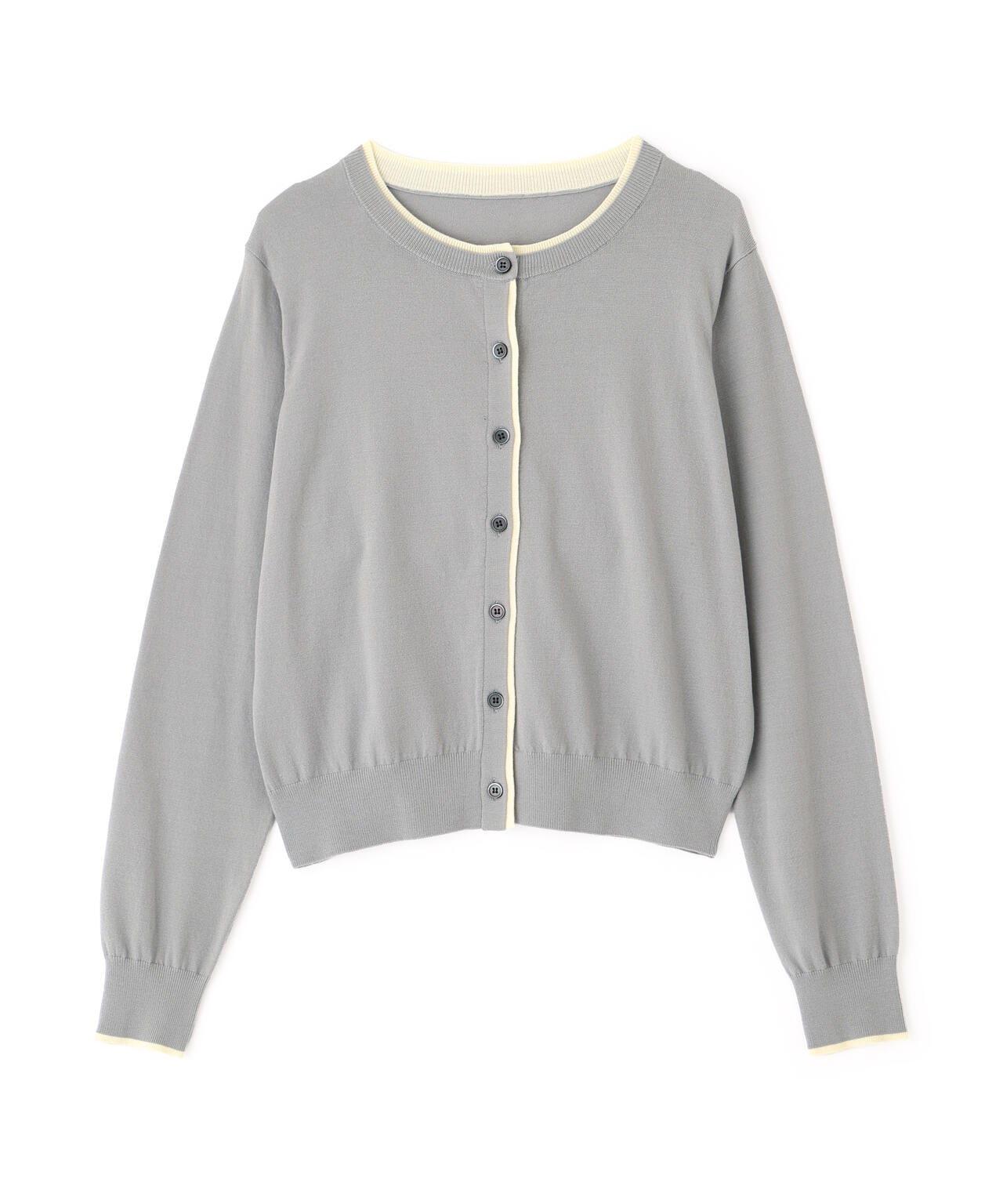 <EC限定カラー:ネイビー系><ちょうど、いい服>“それどこの?”褒められ配色カーディガン