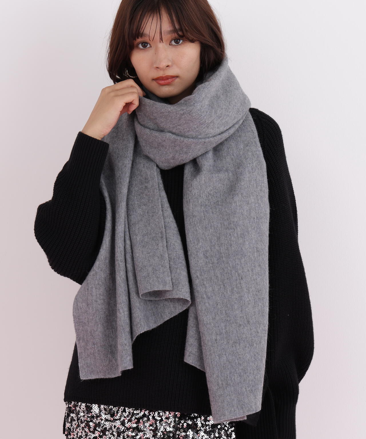 カシミヤ100%ボリュームストール