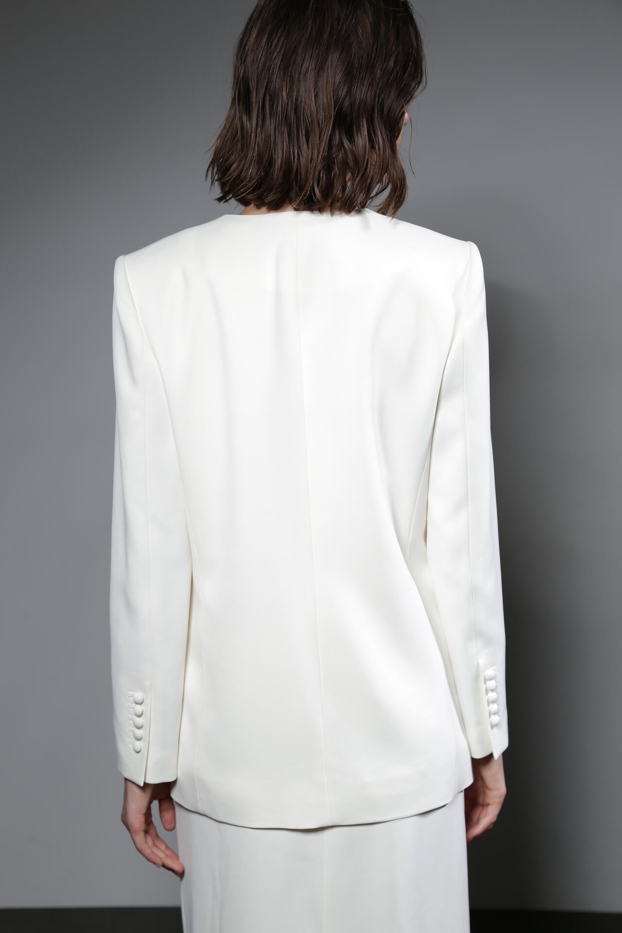 ノーカラーツイルジャケット_