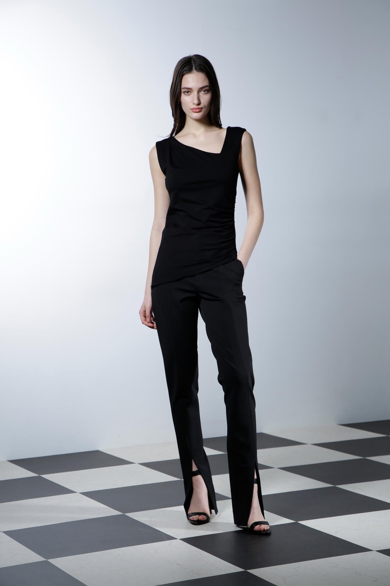 センタースリットシガレットパンツ_