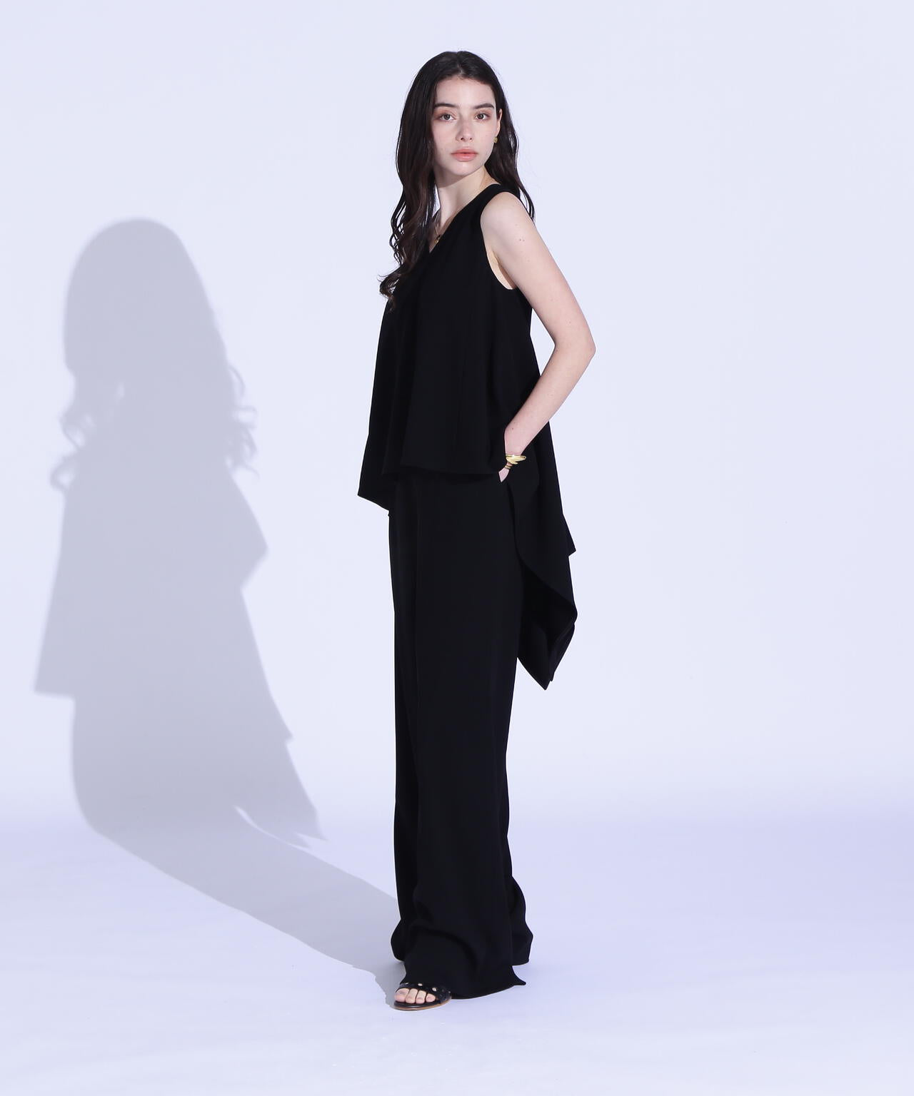 フロントタックフレアパンツ_