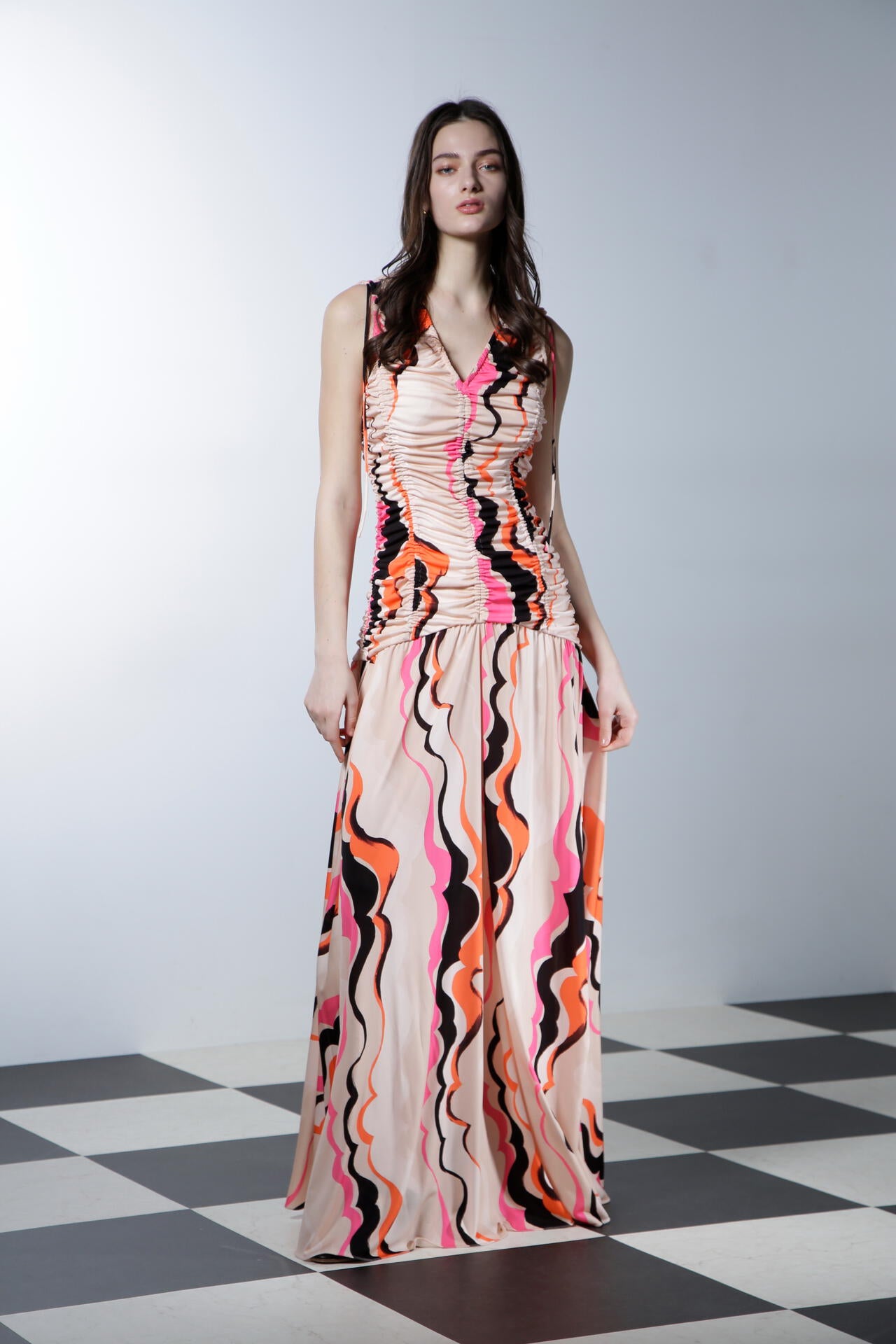 ウエーブアートパターンドレス_