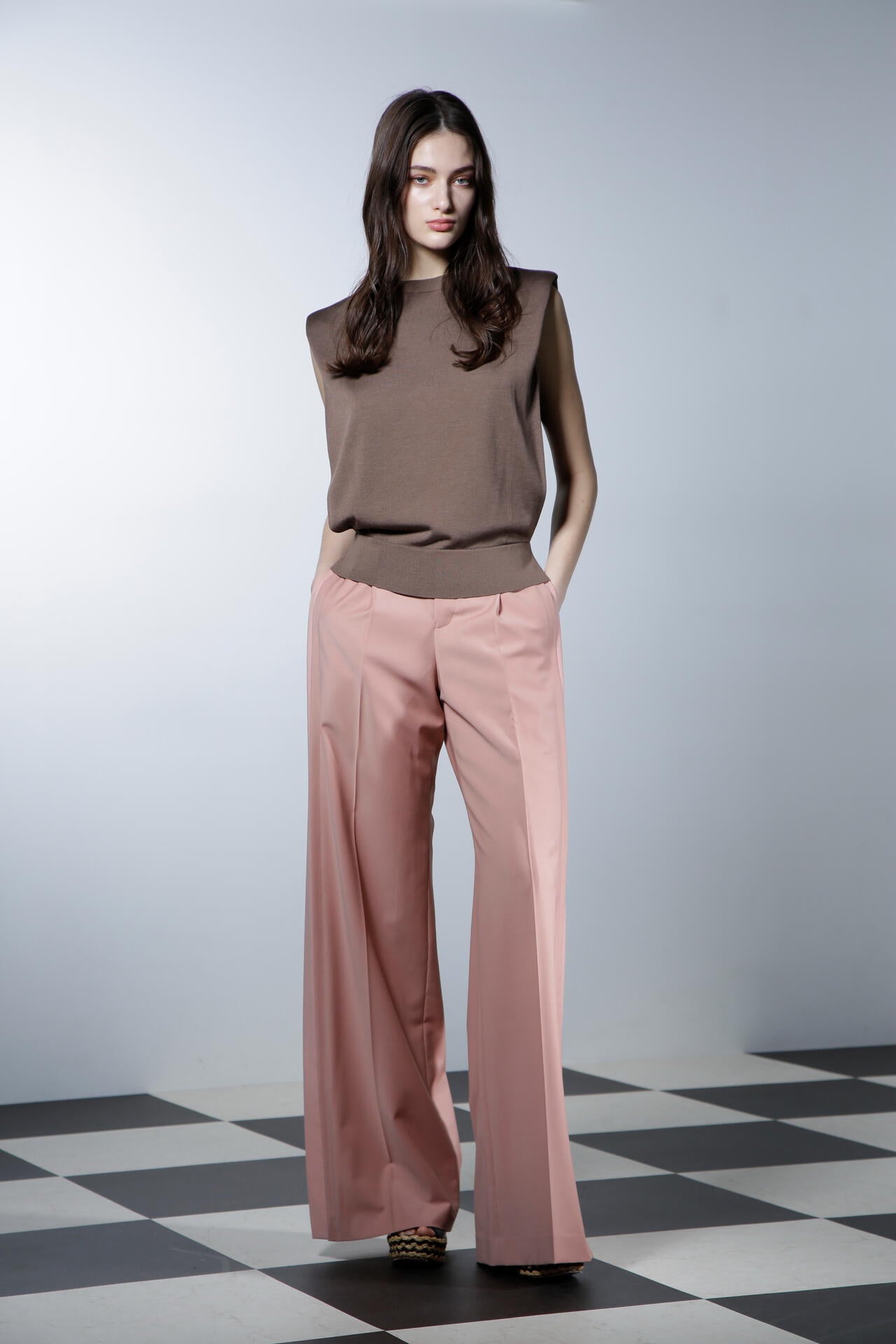 ショルダーパットニットトップス_