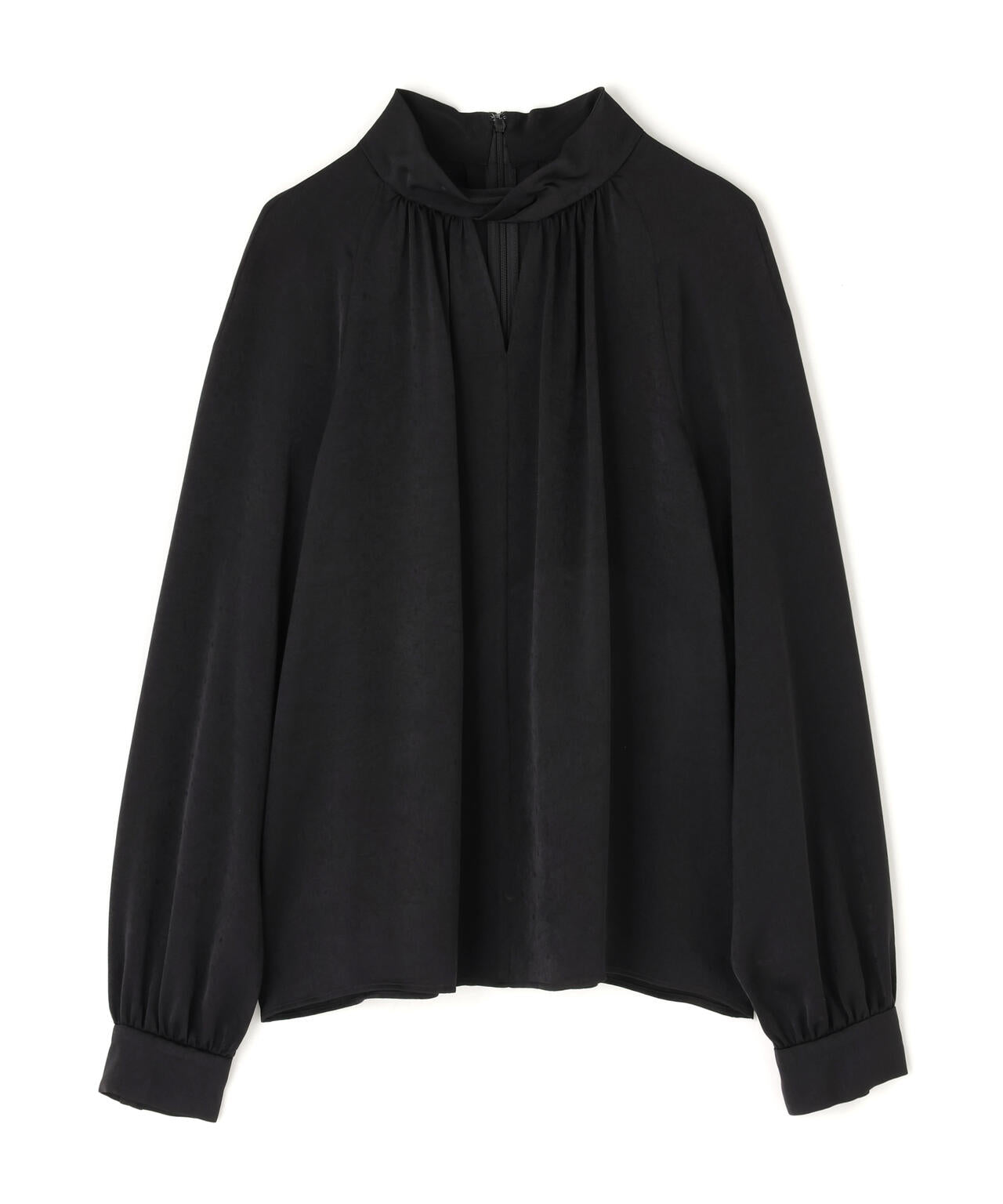 ギャザーネックドットジャガードブラウス