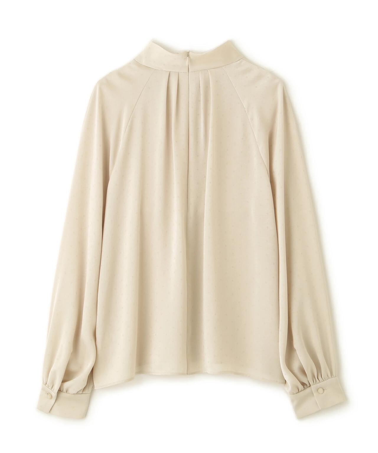 ギャザーネックドットジャガードブラウス