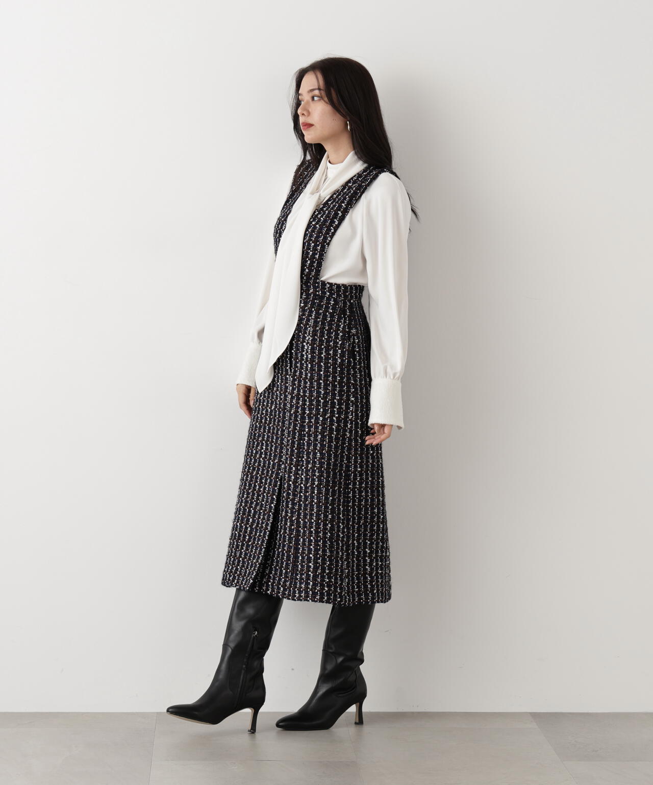 ジャギーカフスリボンブラウス