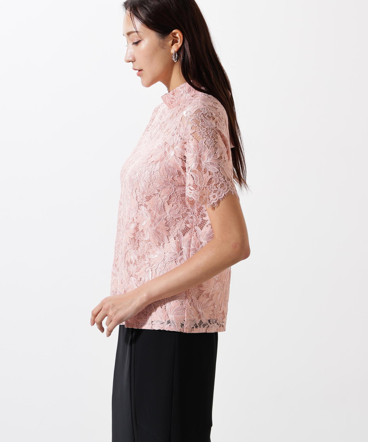 リーフレースバックリボンブラウス