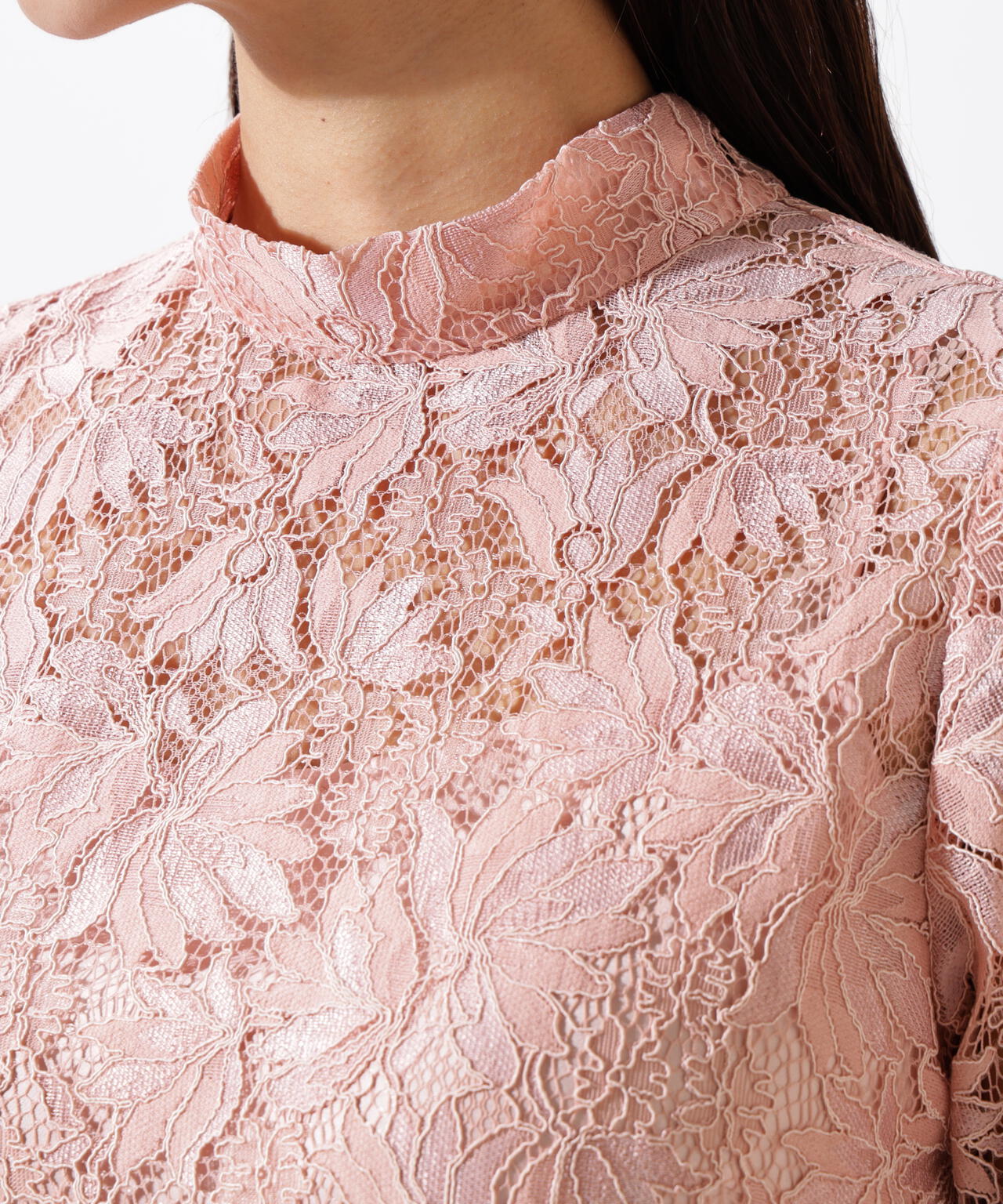 リーフレースバックリボンブラウス