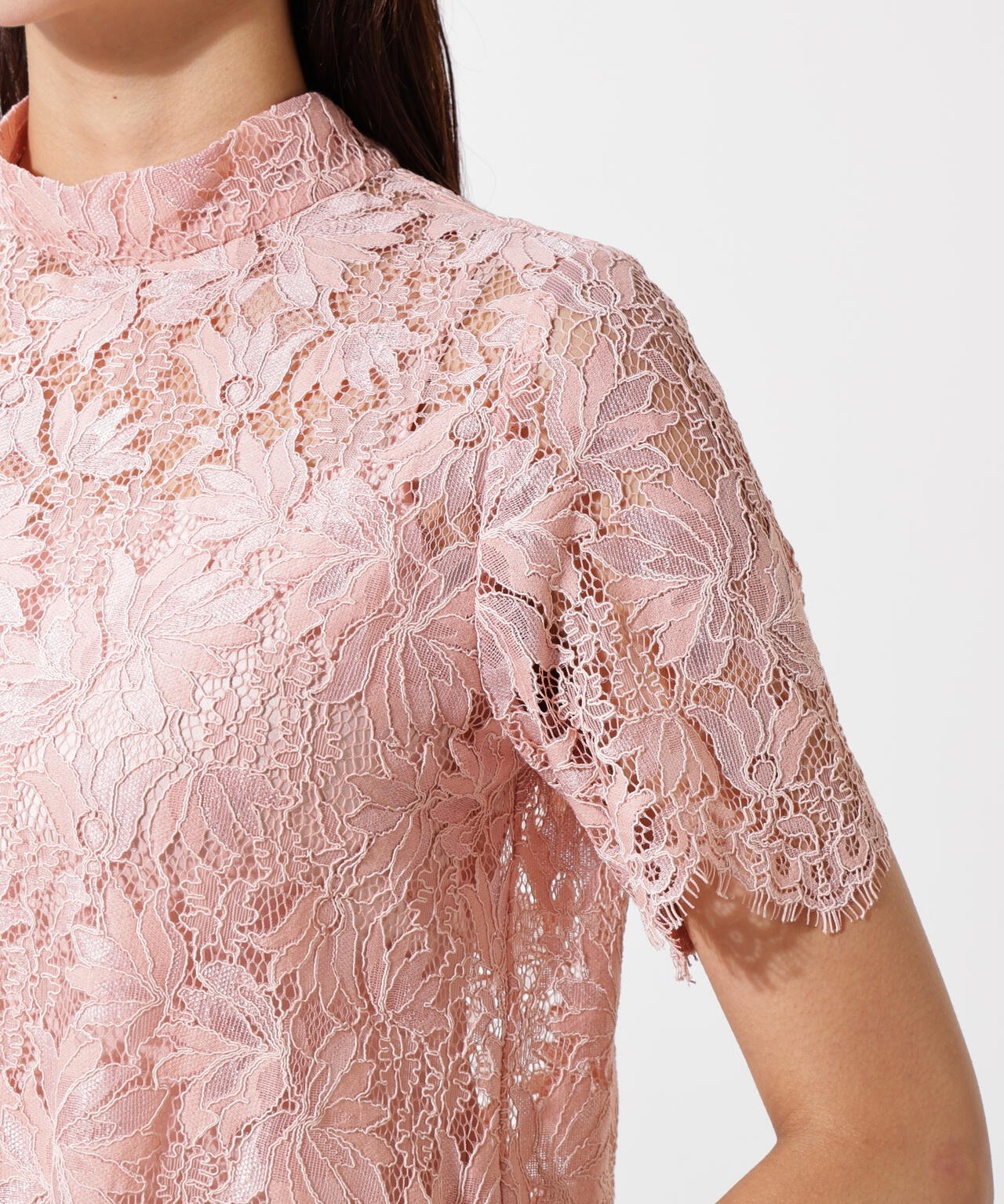 リーフレースバックリボンブラウス