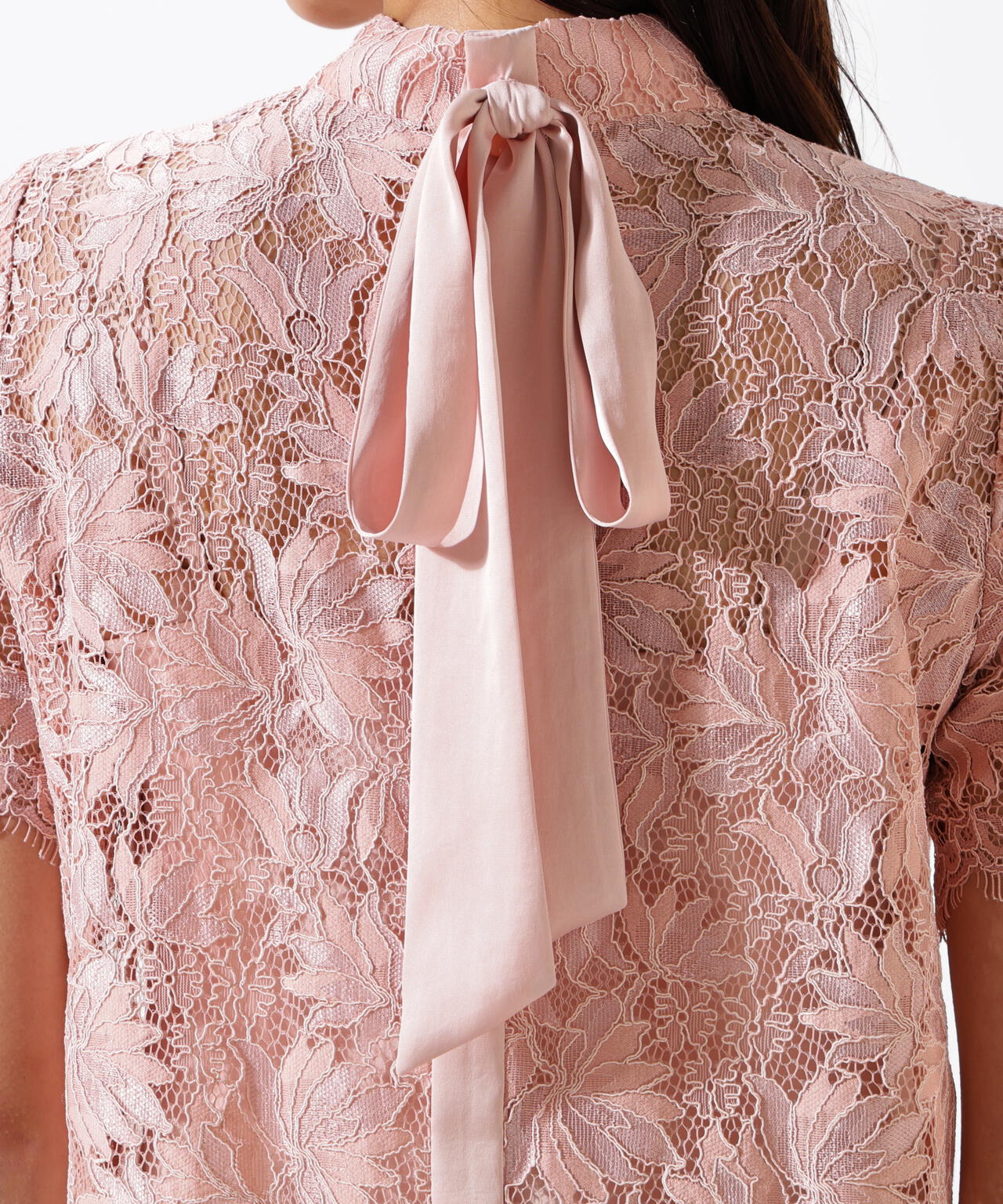 リーフレースバックリボンブラウス