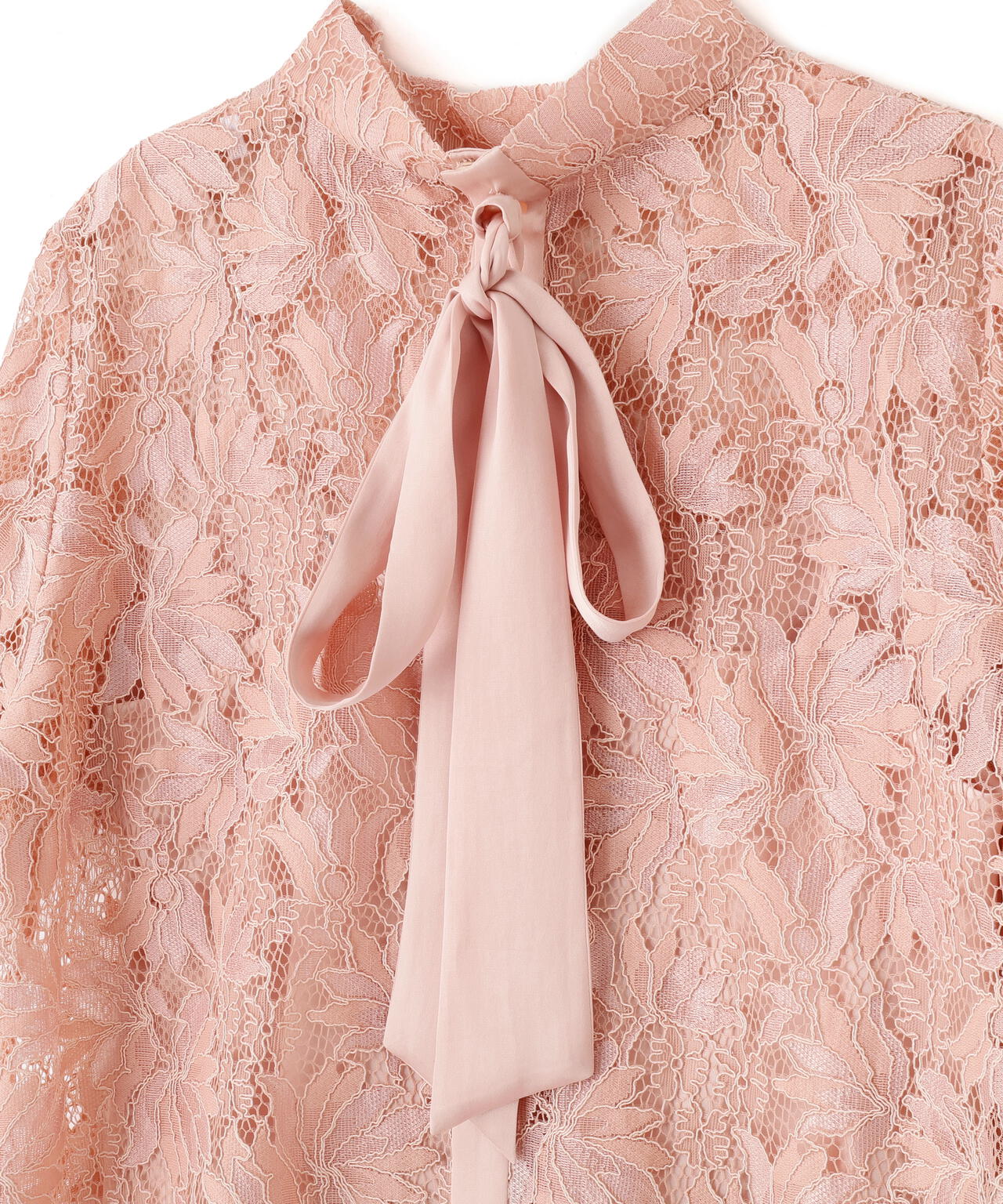 リーフレースバックリボンブラウス