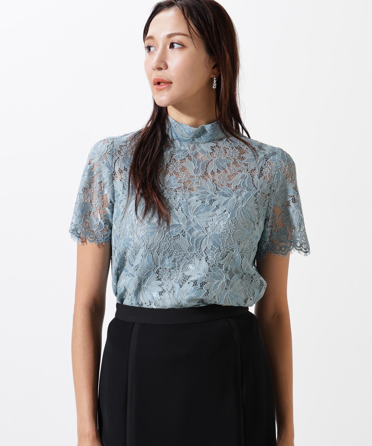 リーフレースバックリボンブラウス