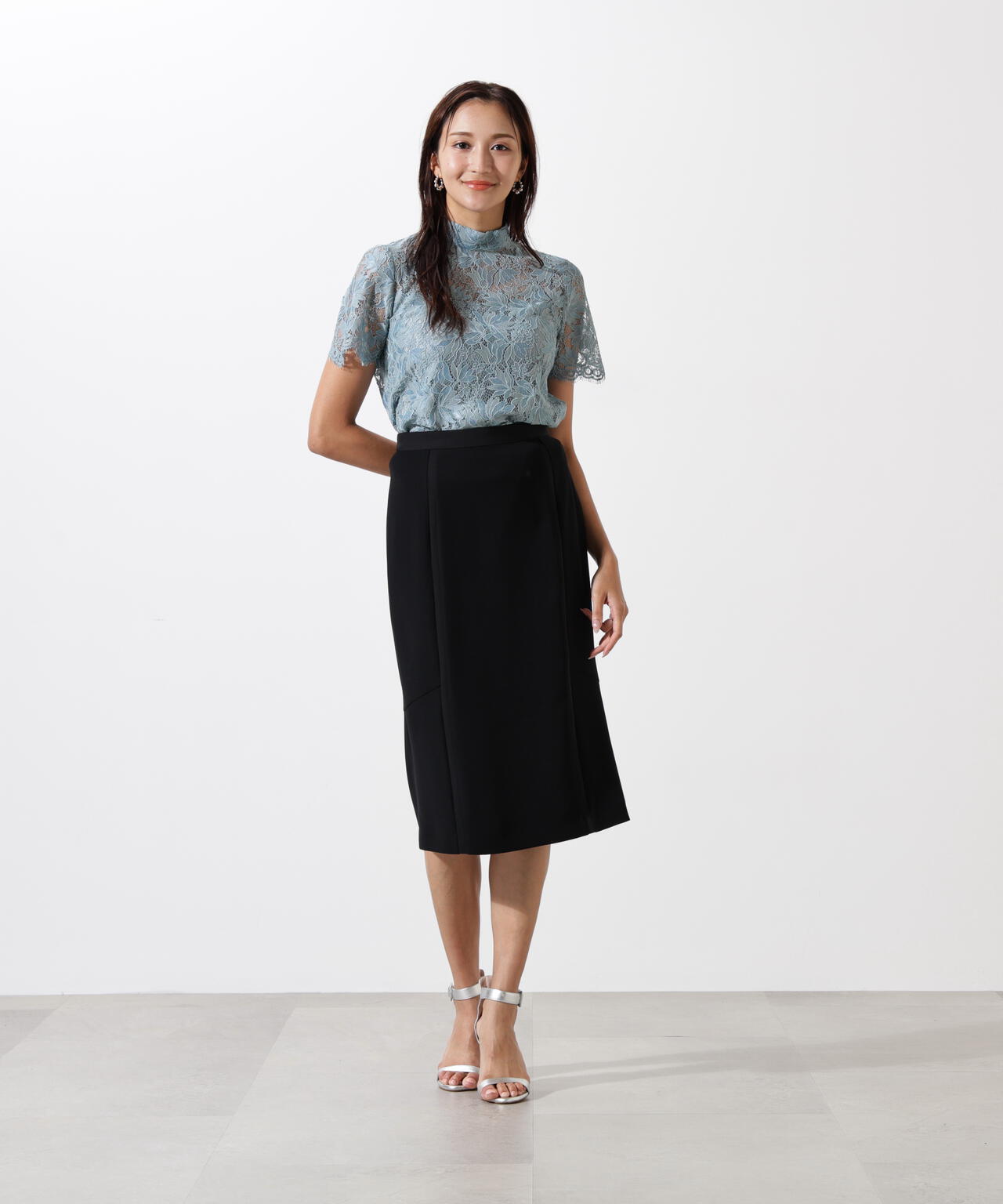 リーフレースバックリボンブラウス