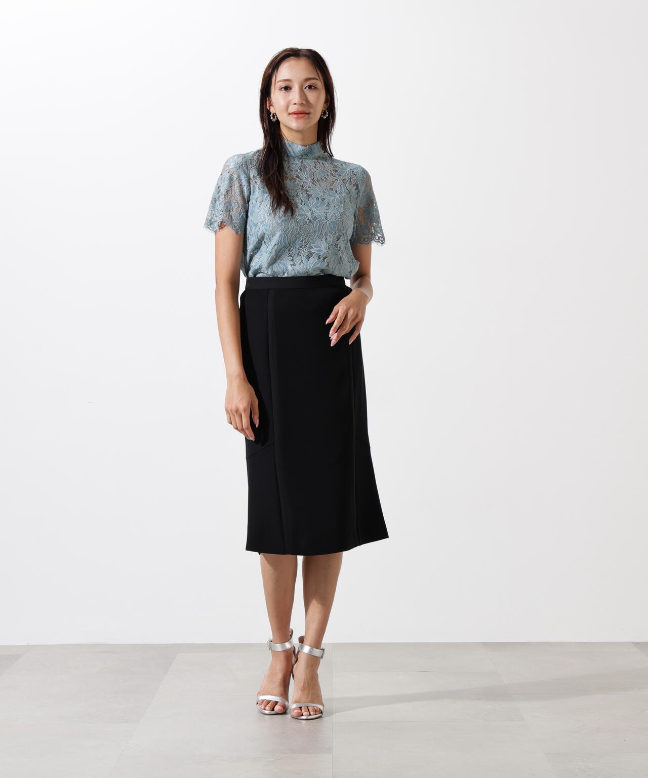 リーフレースバックリボンブラウス