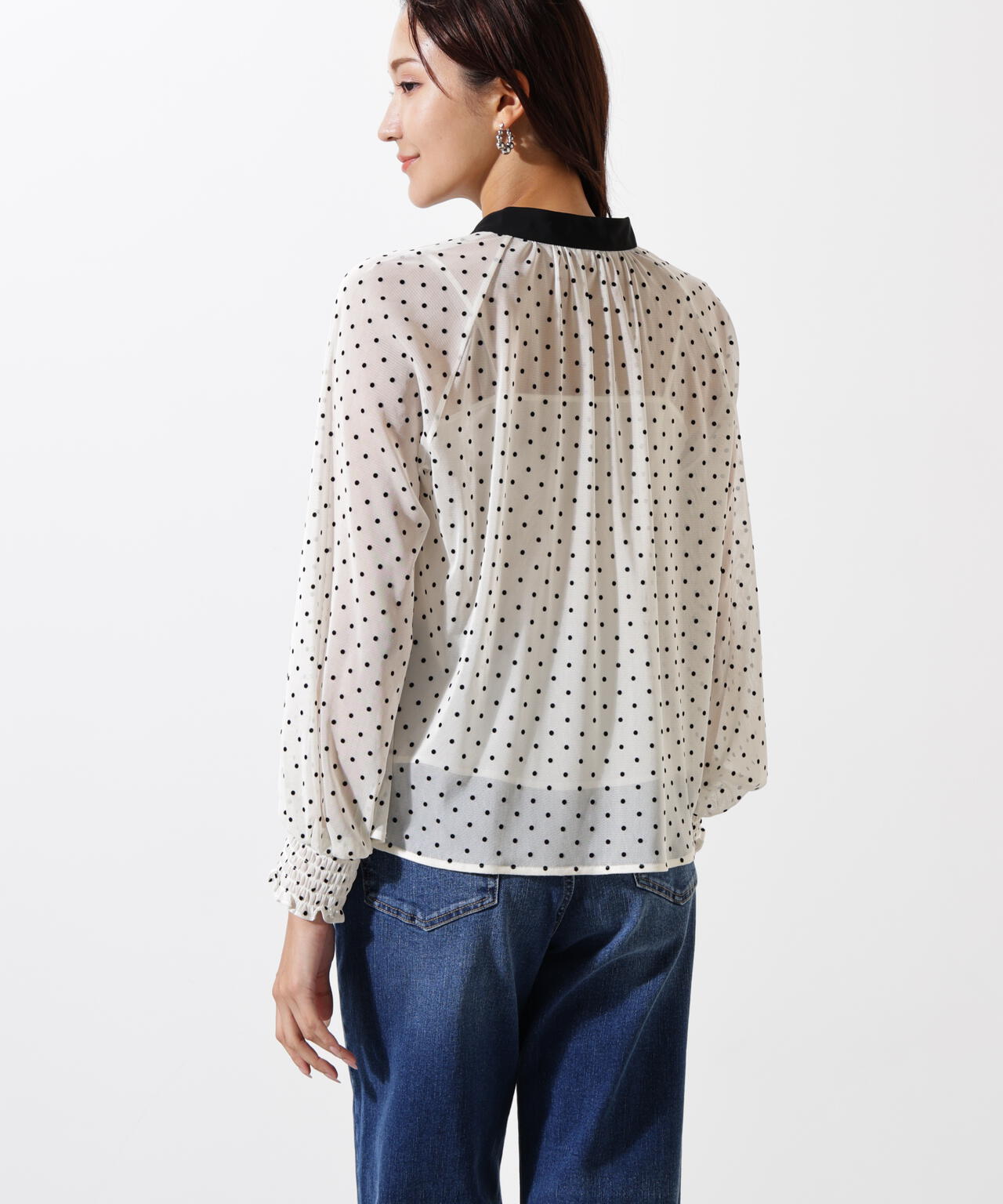 ドットフロッキーブラウス