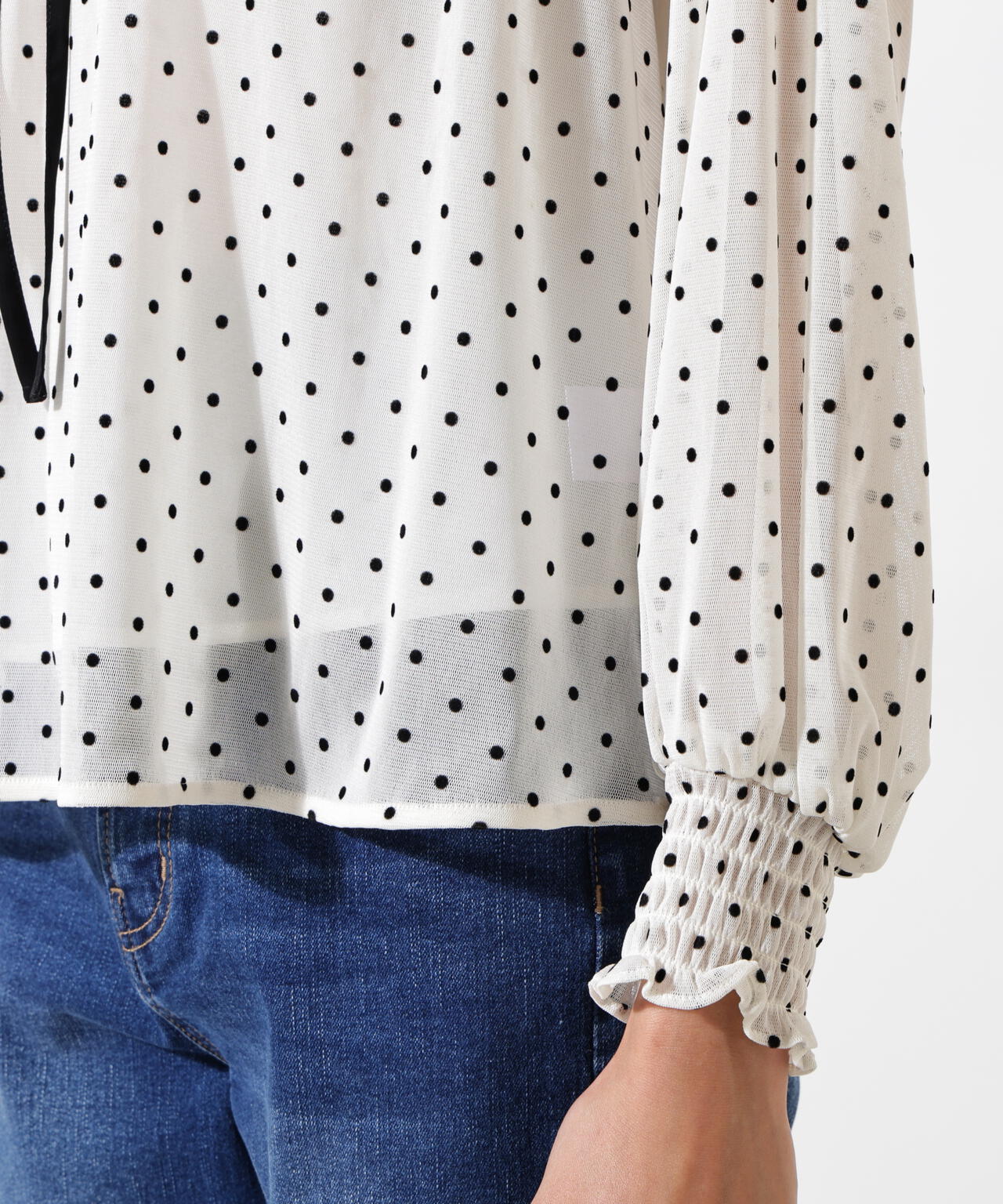 ドットフロッキーブラウス