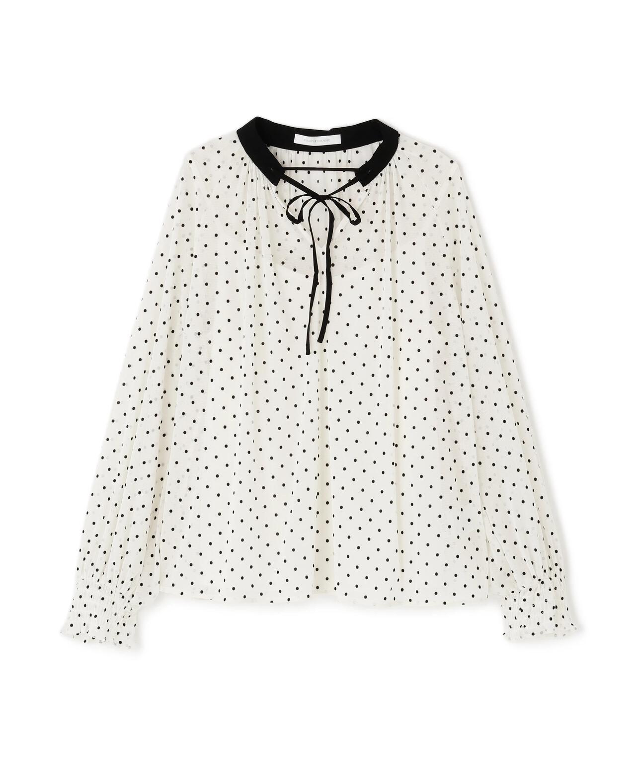 ドットフロッキーブラウス